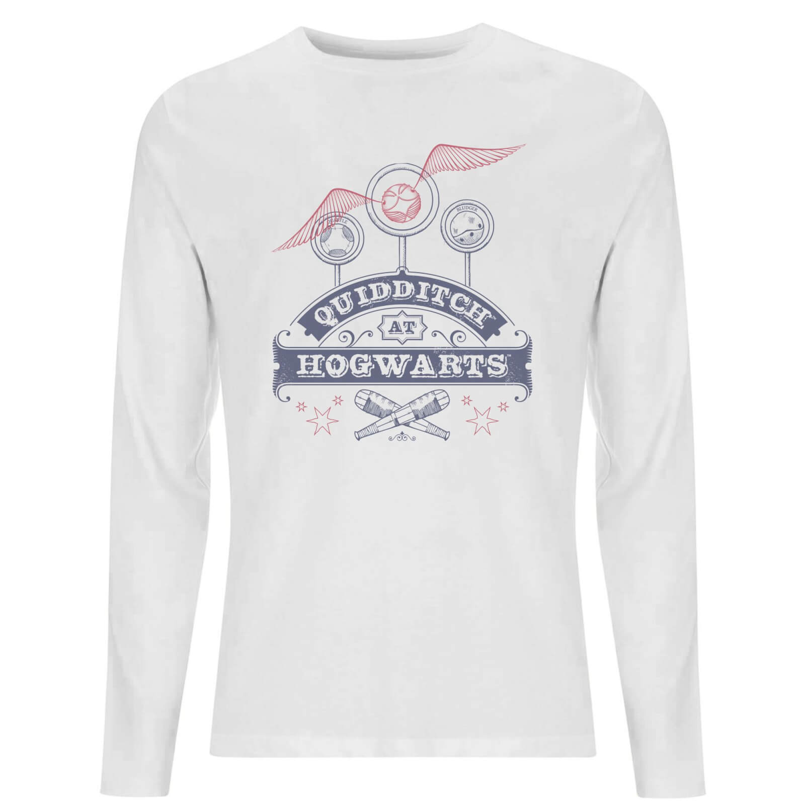 Harry Potter Quidditch At Hogwarts Men's Long Sleeve T-Shirt - White - Xs - Wit