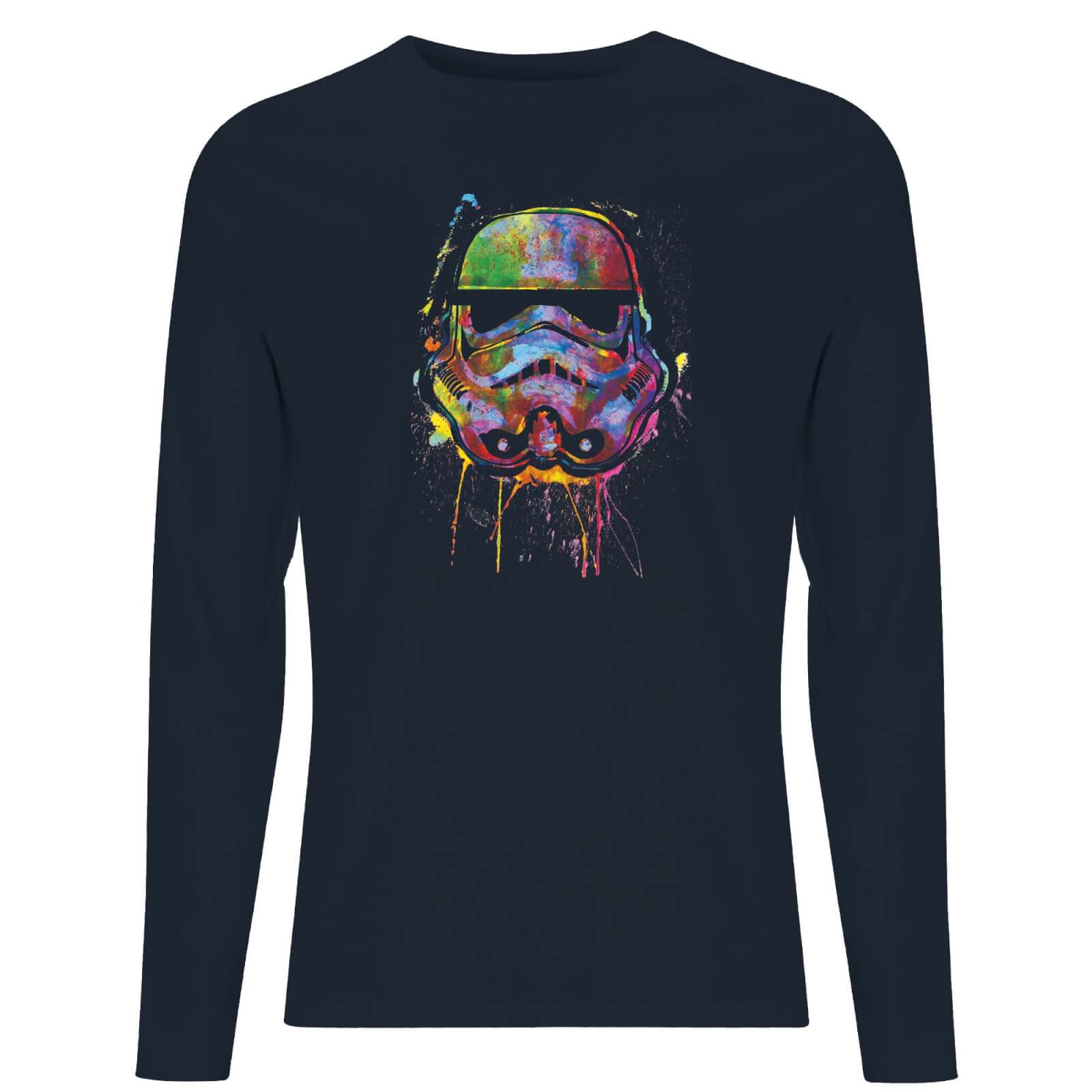 Star Wars Paint Splat Stormtrooper Men's Long Sleeve T-Shirt - Navy - XS - Navy