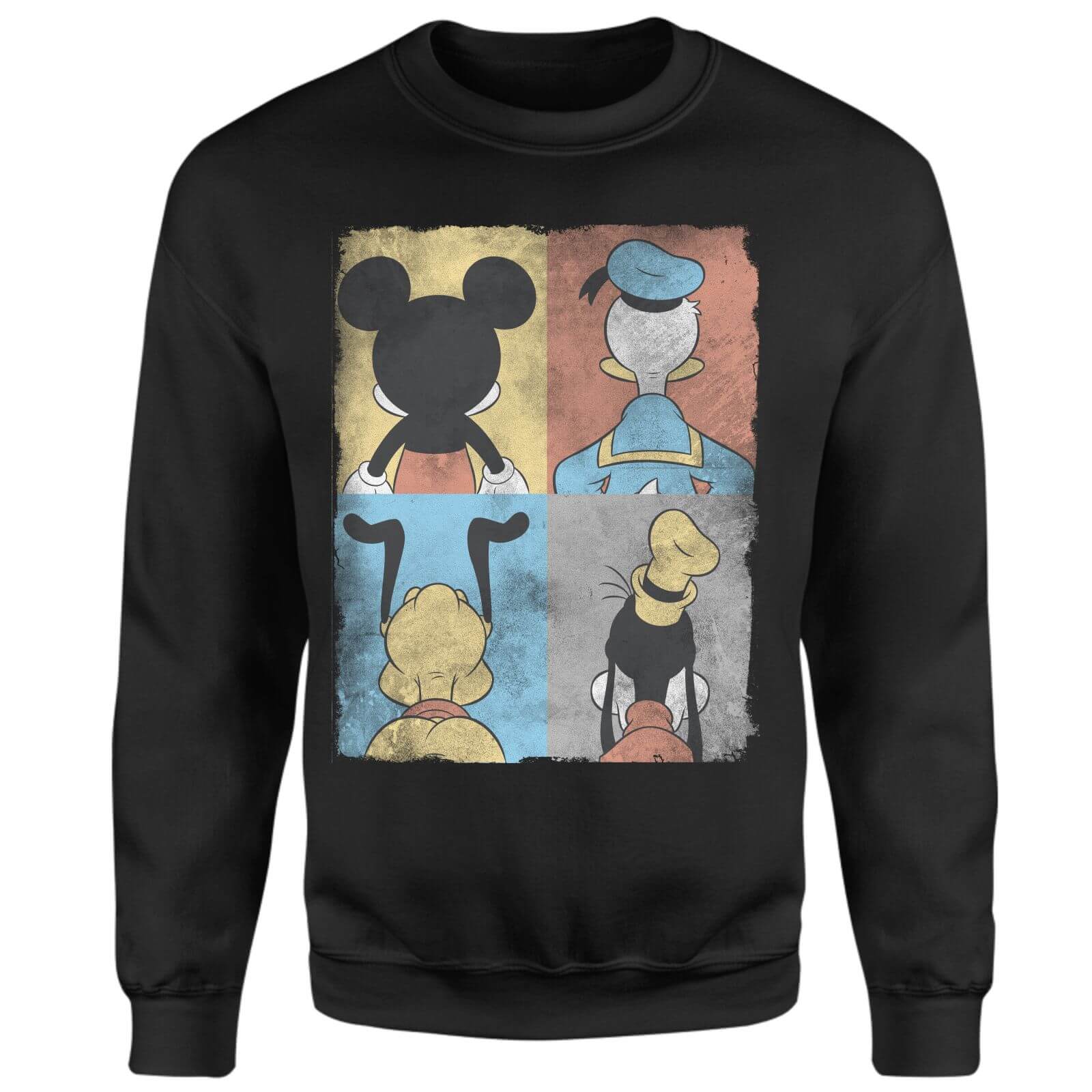 Donald Duck Mickey Mouse Pluto Goofy Tiles Sweatshirt - Black - XS - Black