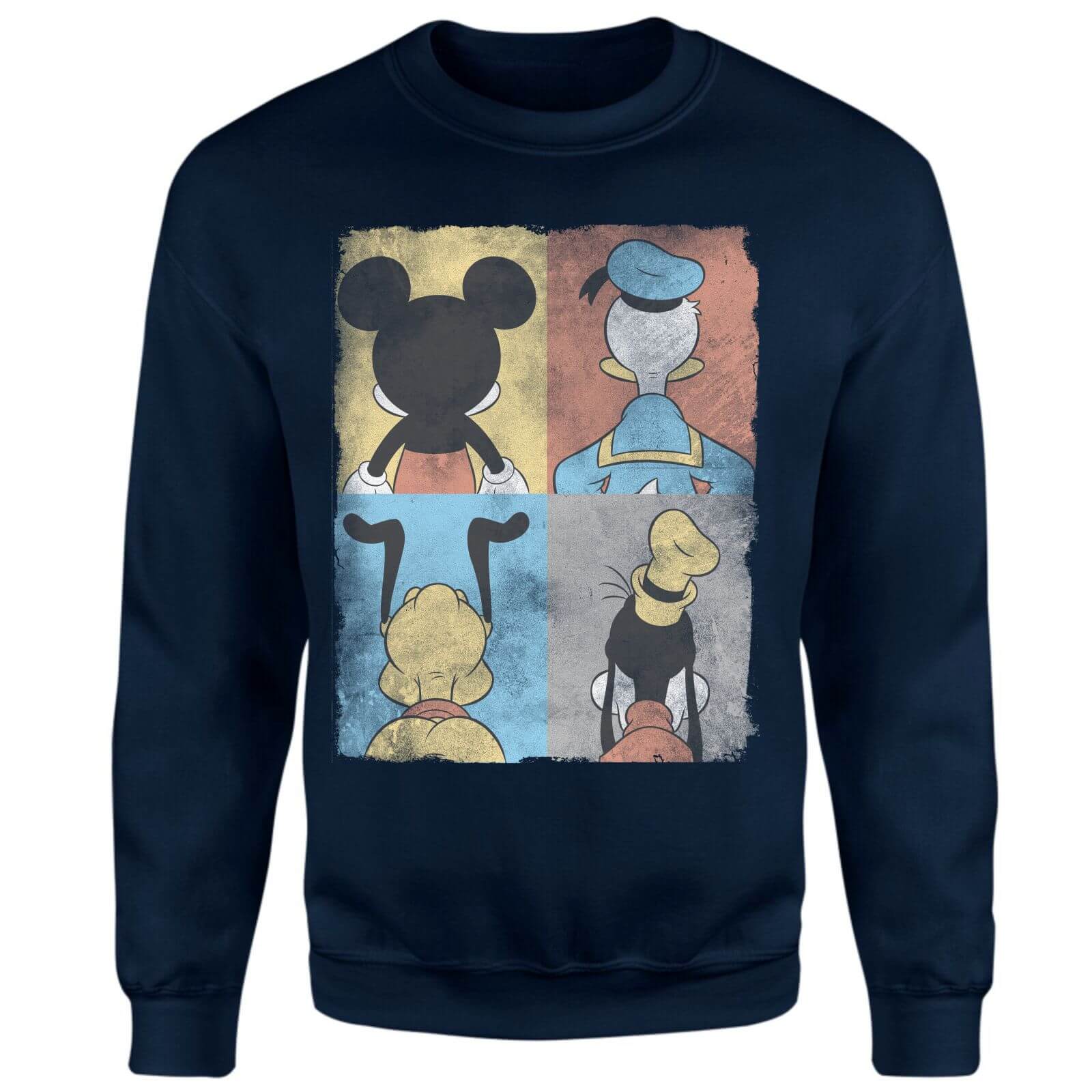Donald Duck Mickey Mouse Pluto Goofy Tiles Sweatshirt - Navy - XS - Navy