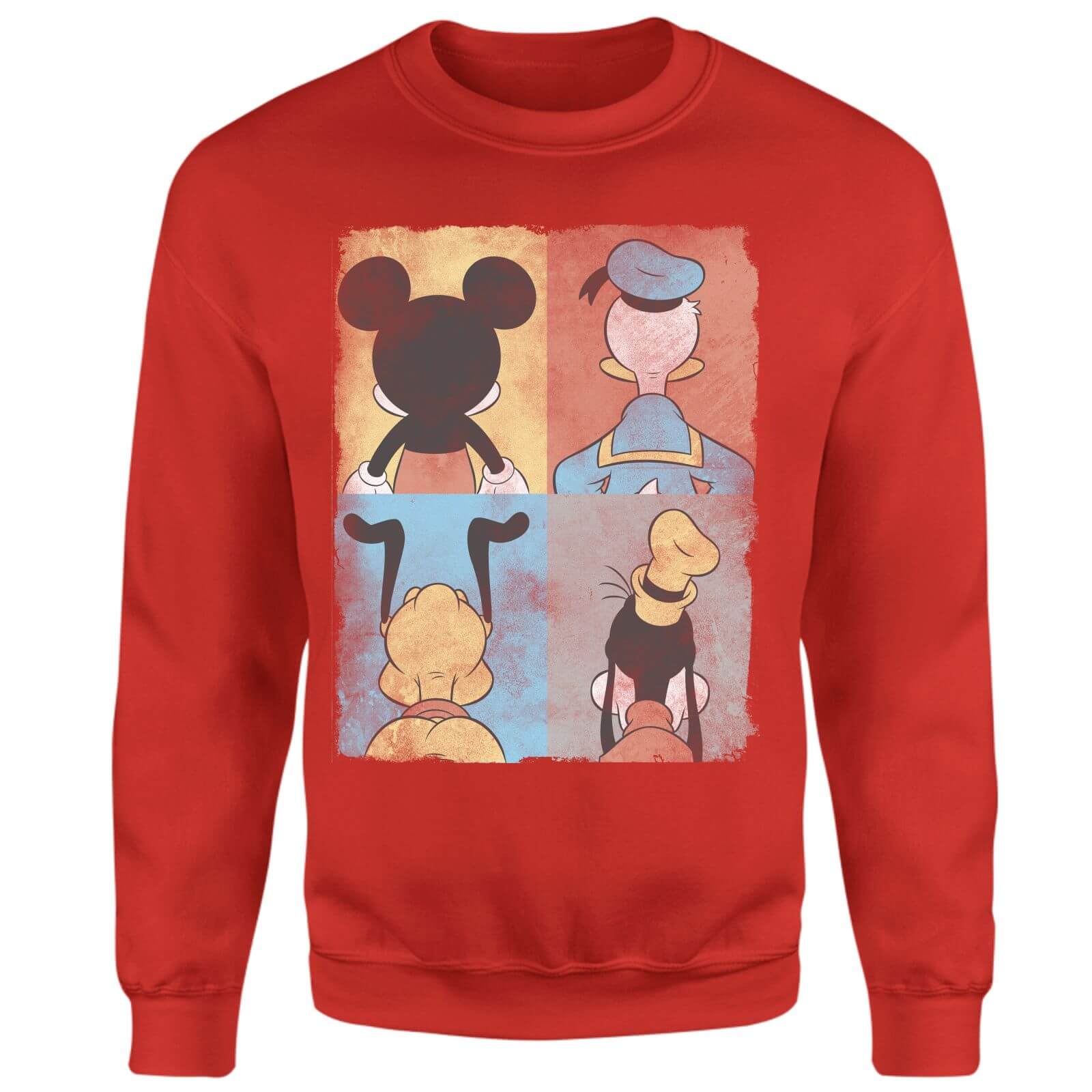 Donald Duck Mickey Mouse Pluto Goofy Tiles Sweatshirt - Red - XS - Red