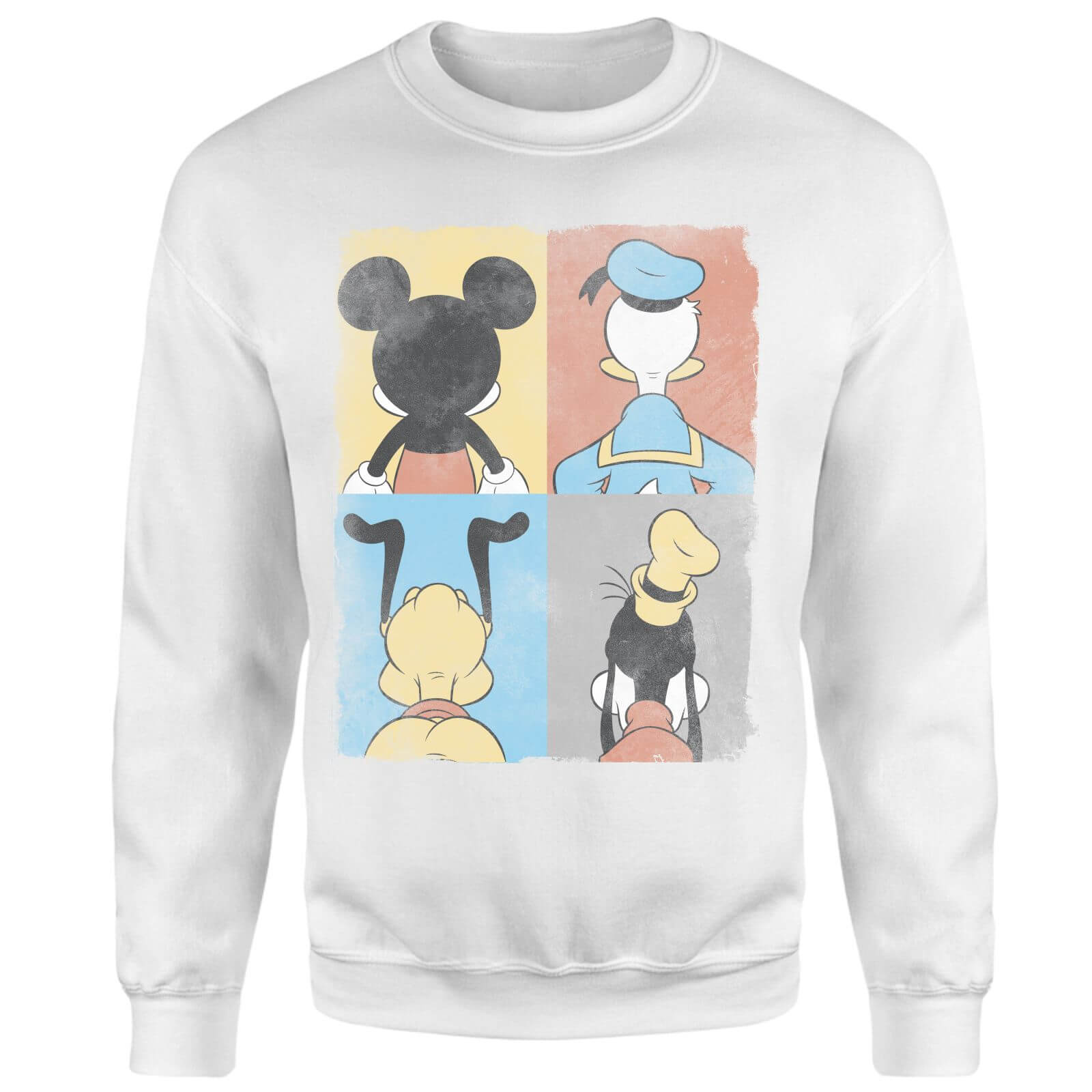 Donald Duck Mickey Mouse Pluto Goofy Tiles Sweatshirt - White - XS - White