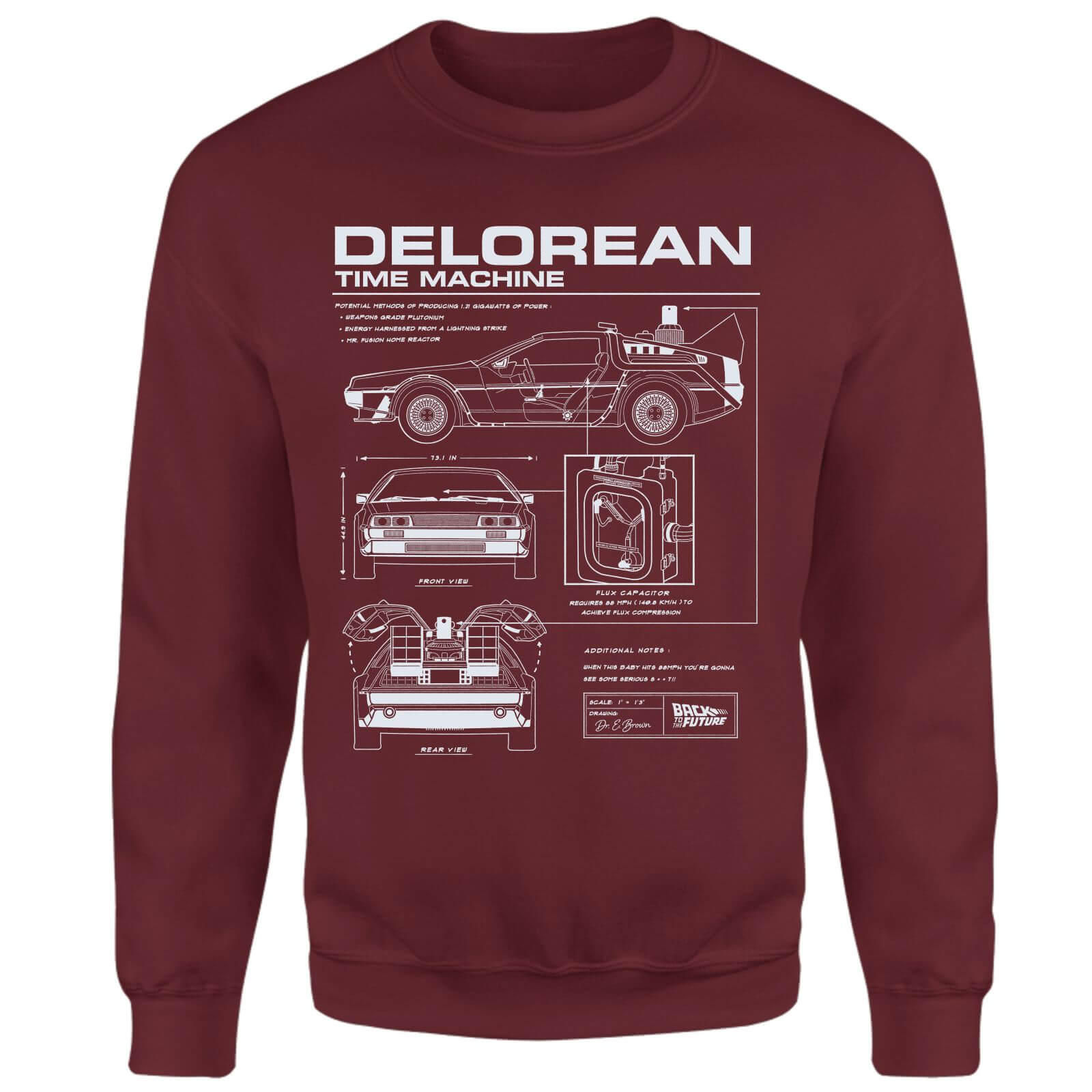 

Back To The Future Delorean Schematic Sweatshirt - Burgundy - XS - Burgundy