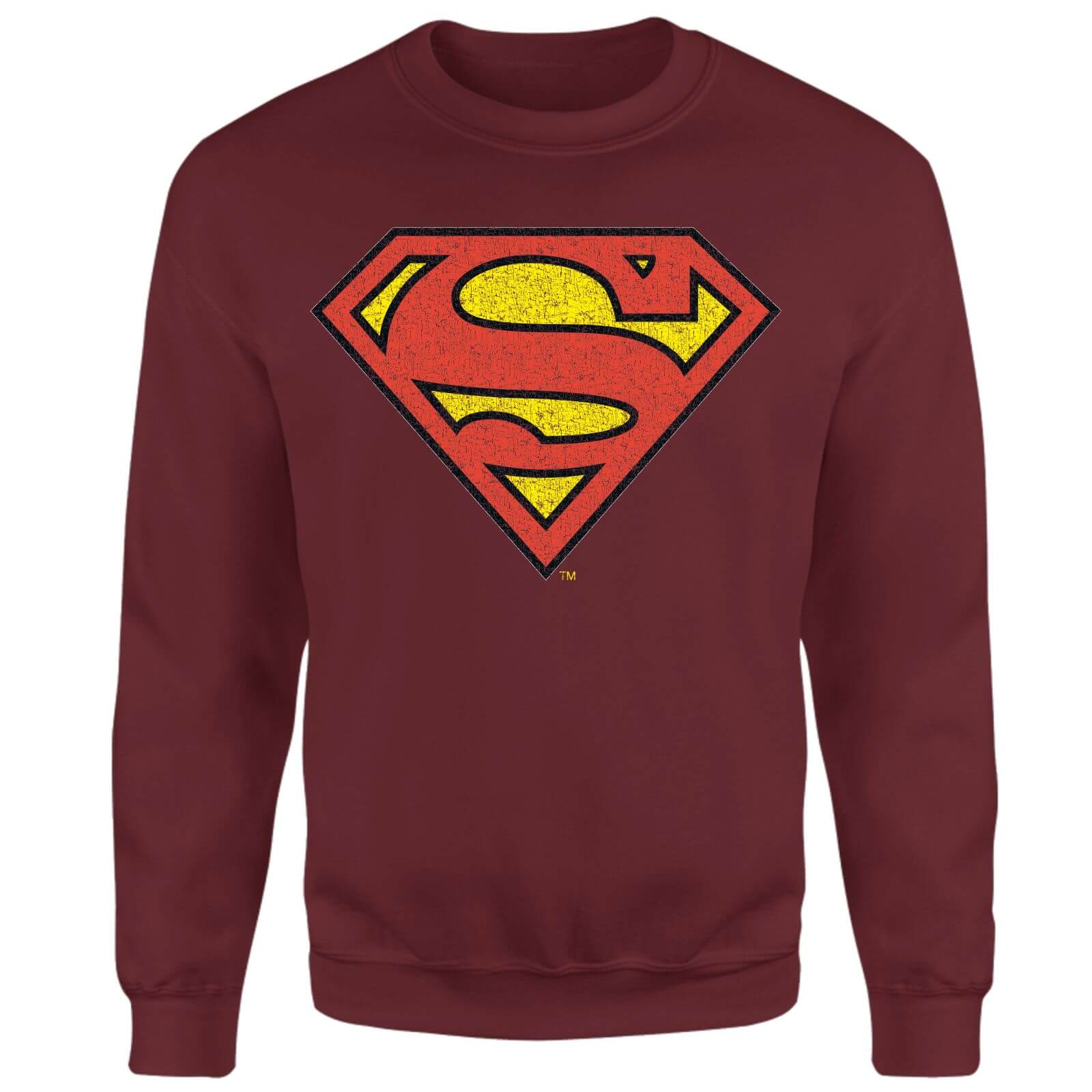 Official Superman Crackle Logo Sweatshirt - Burgundy - XS - Burgundy