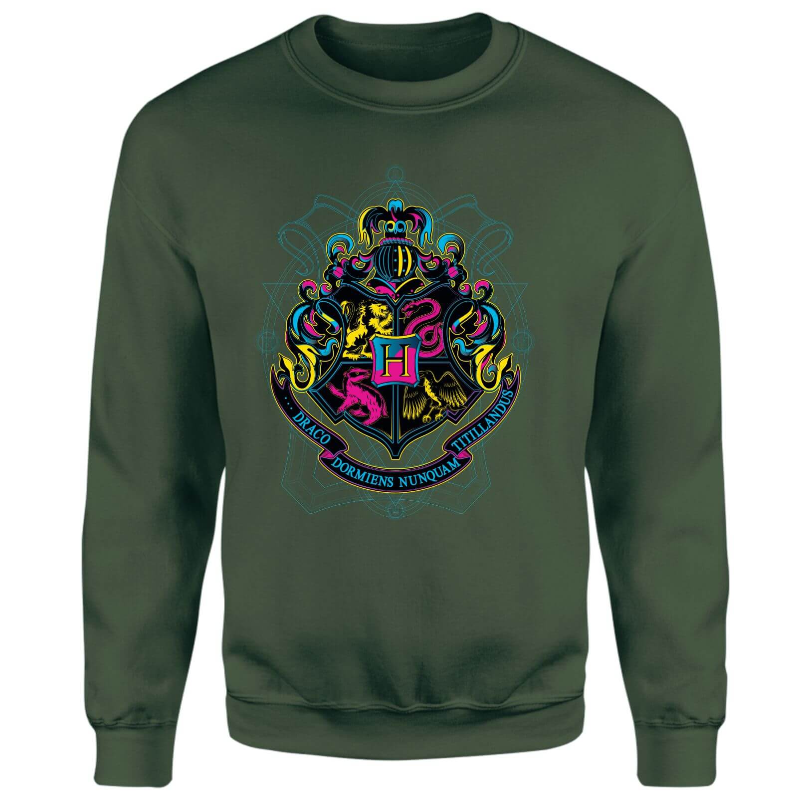 Harry Potter Hogwarts Neon Crest Sweatshirt - Green - S - Grün