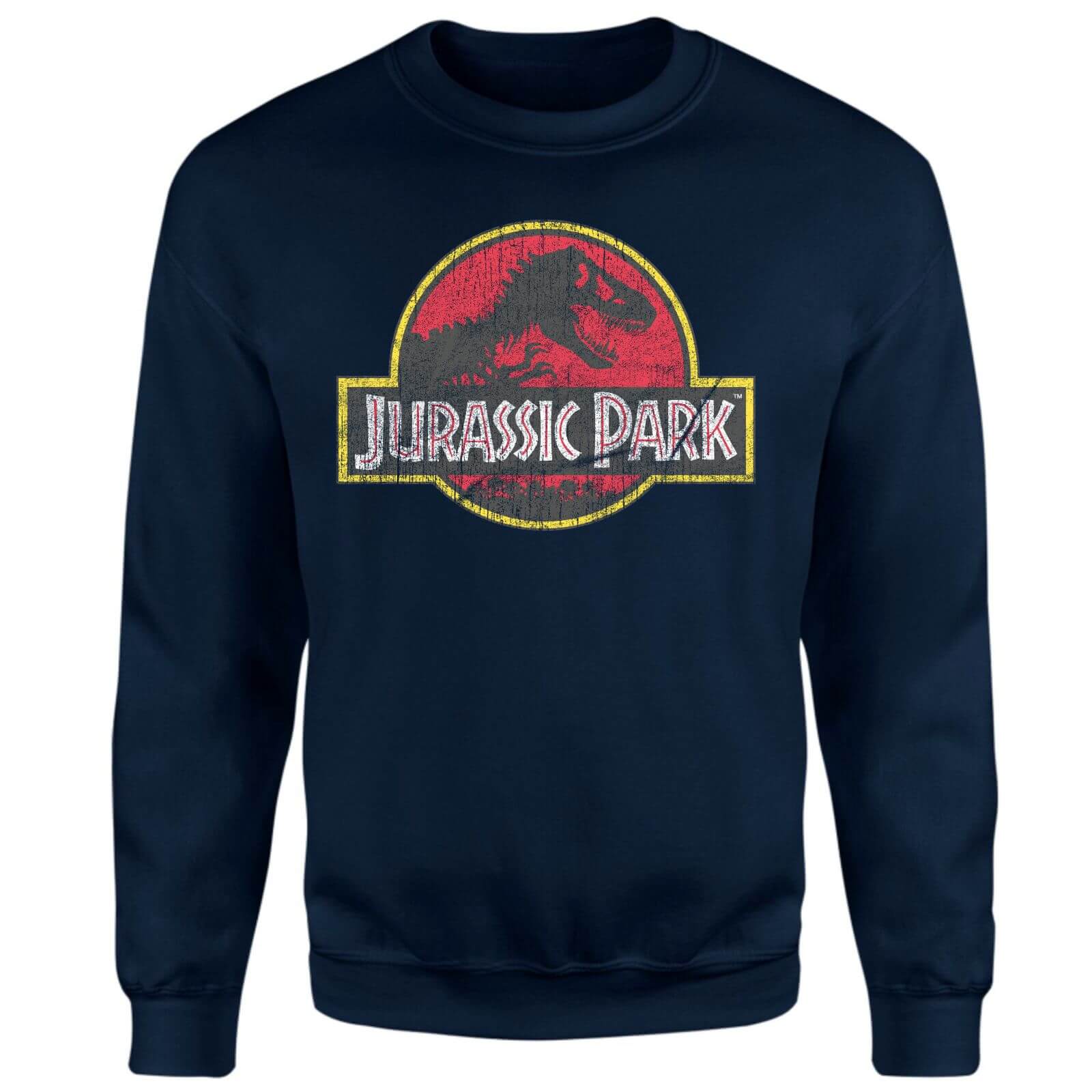 Jurassic Park Logo Vintage Sweatshirt - Navy - XS