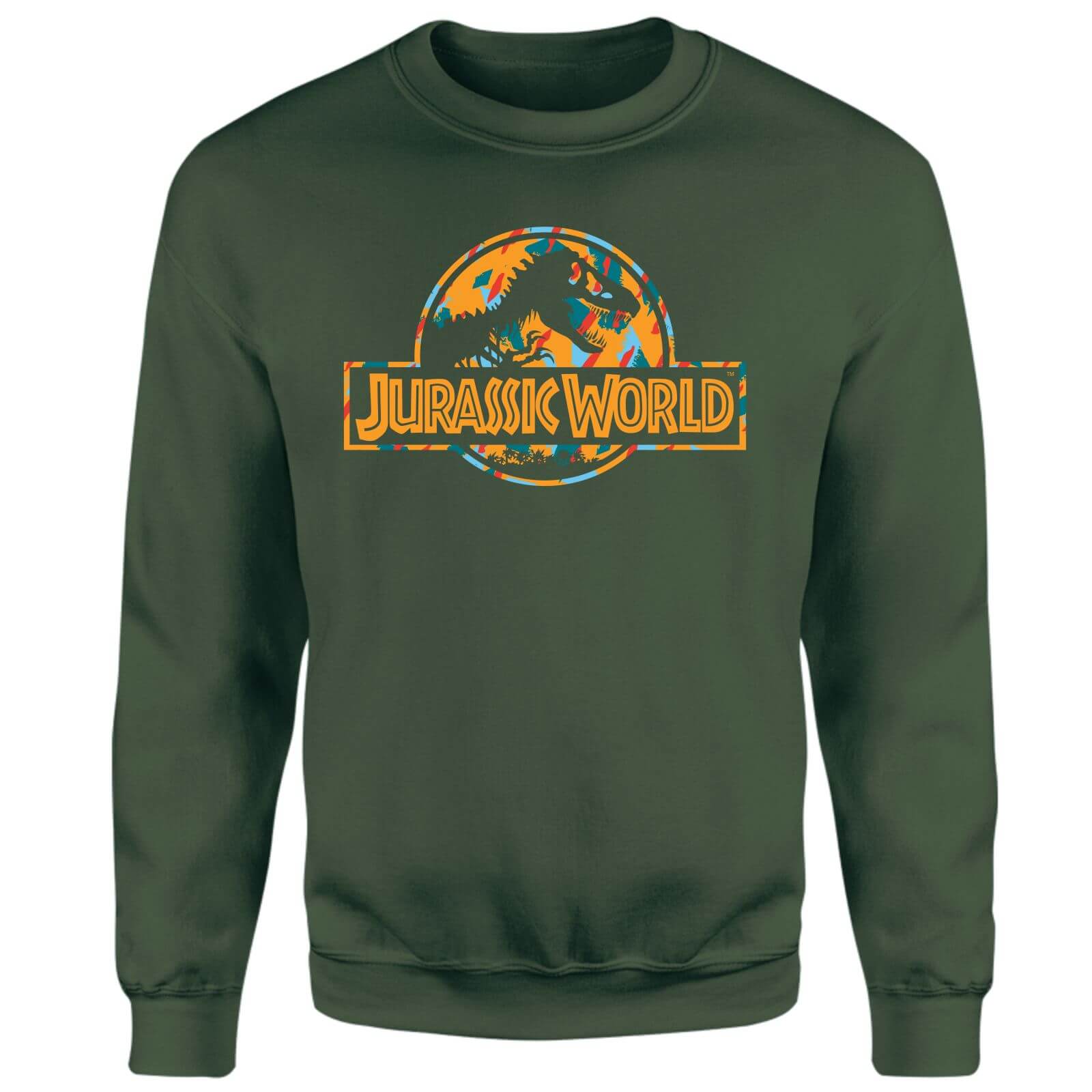 Jurassic Park Logo Tropical Sweatshirt - Green - L - Green