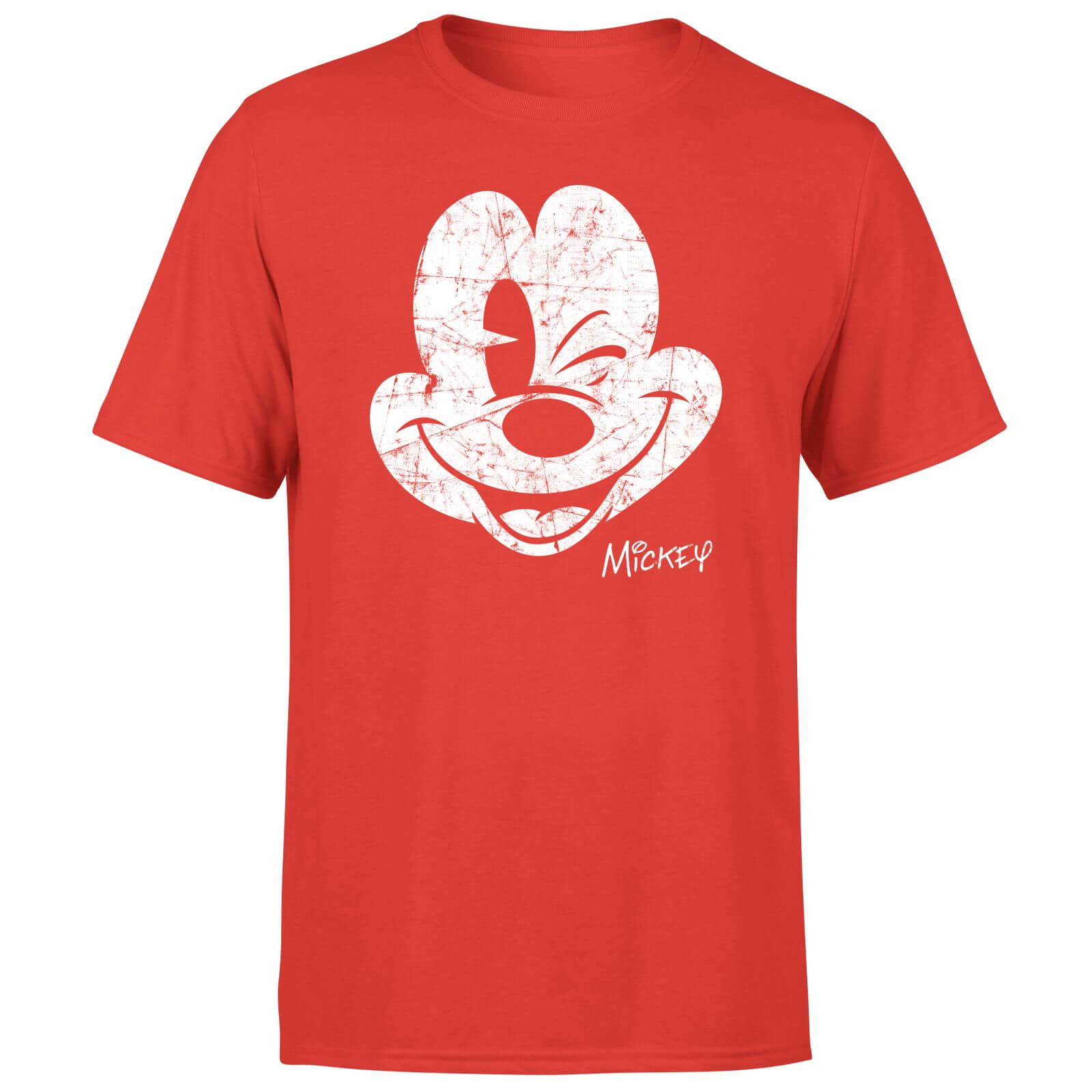 Mickey Mouse Worn Face Men's T-Shirt - Red - XS - Red