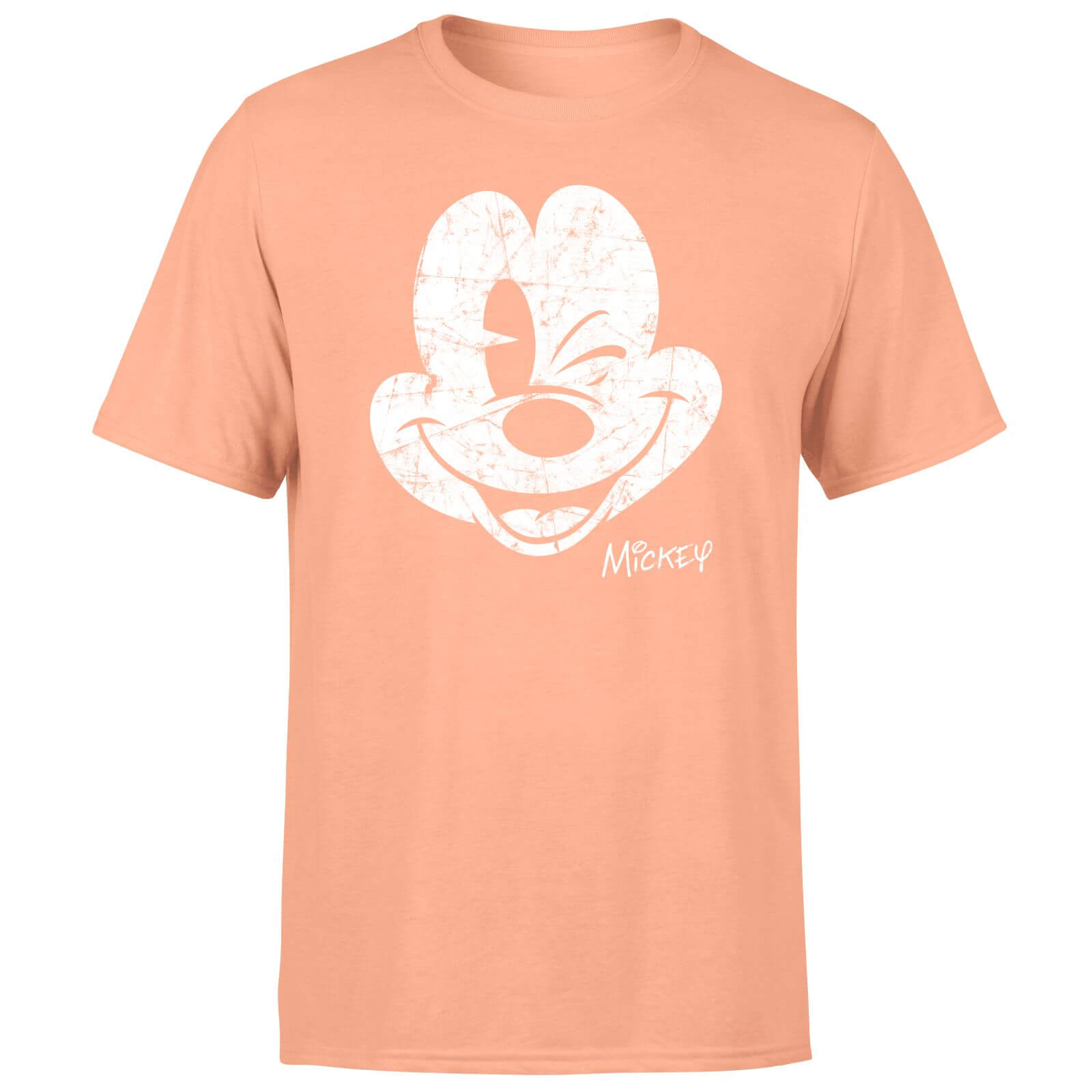 Mickey Mouse Worn Face Men's T-Shirt - Coral - XXL - Coral Rewards - Monetha