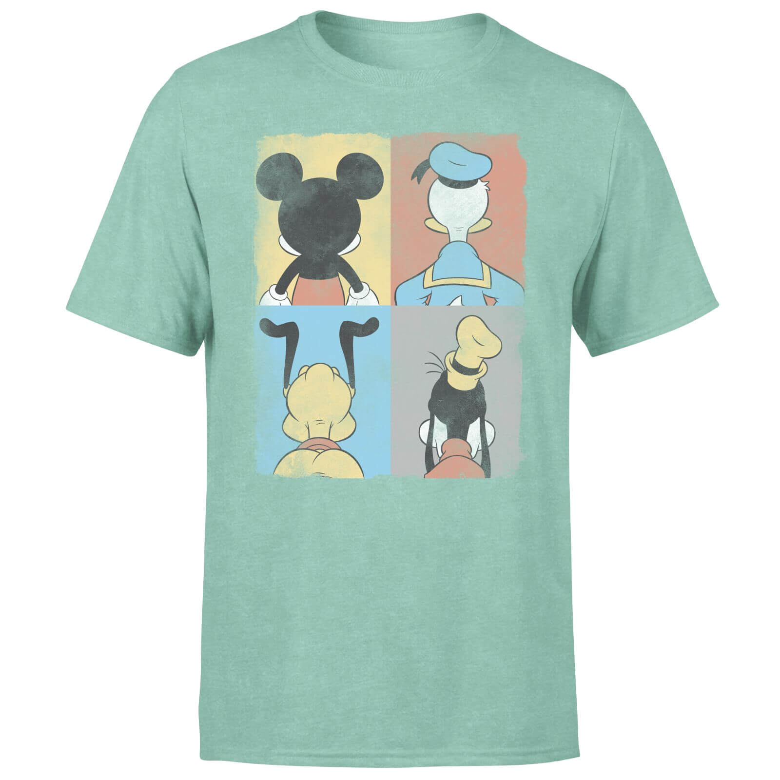 Donald Duck Mickey Mouse Pluto Goofy Tiles Men's T-Shirt - Mint Acid Wash - S - Mint Acid Wash