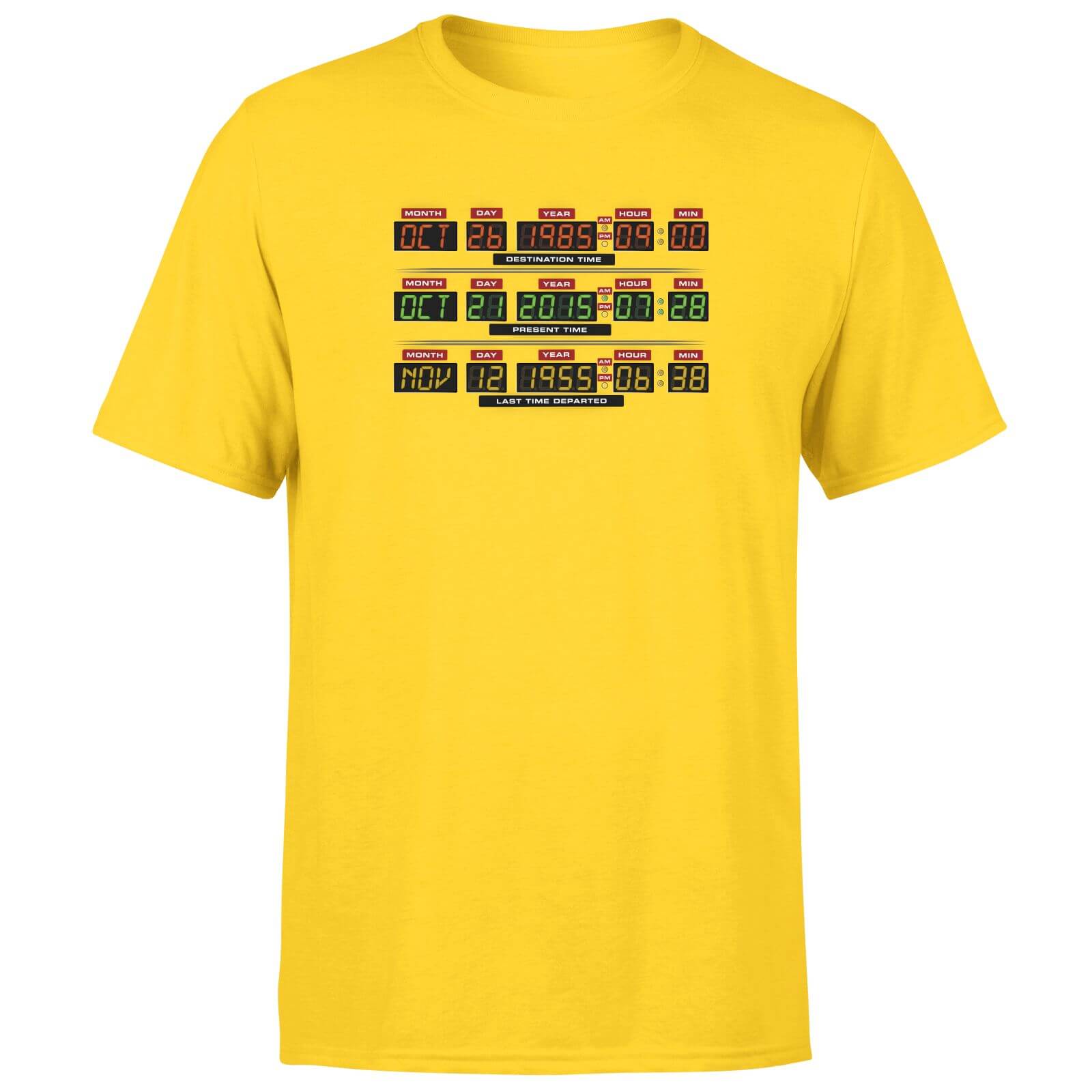 Back To The Future Destination Clock Men's T-Shirt - Yellow - Xs - Geel