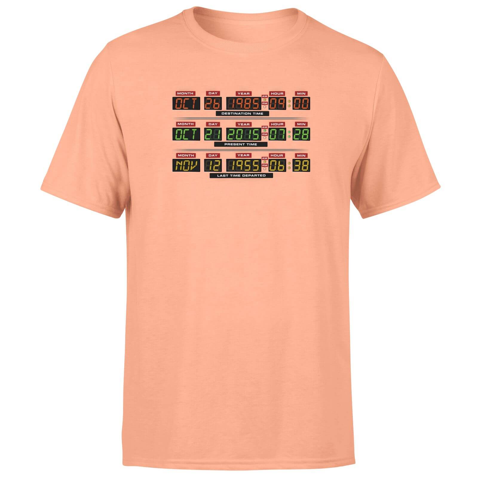 Back To The Future Destination Clock Men's T-Shirt - Coral - Xs - Koraalrood