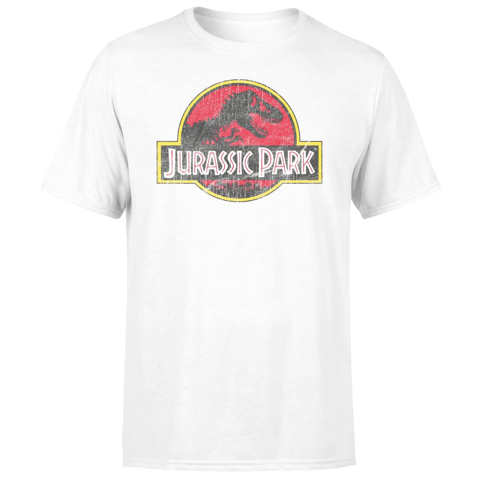 jurassic park logo vintage men's t-shirt - white - l - bianco