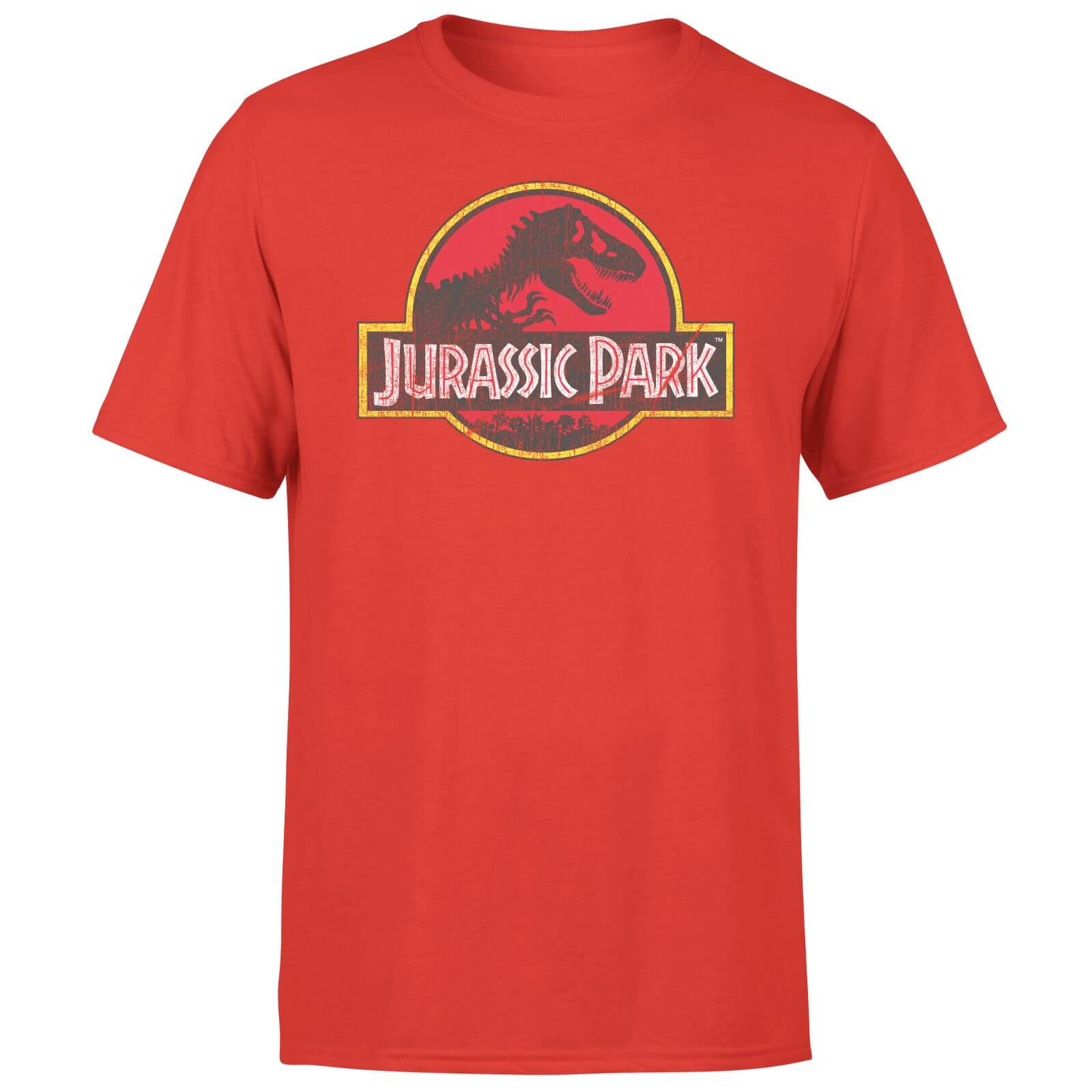 Jurassic Park Logo Vintage Men's T-Shirt - Red - XS - Red
