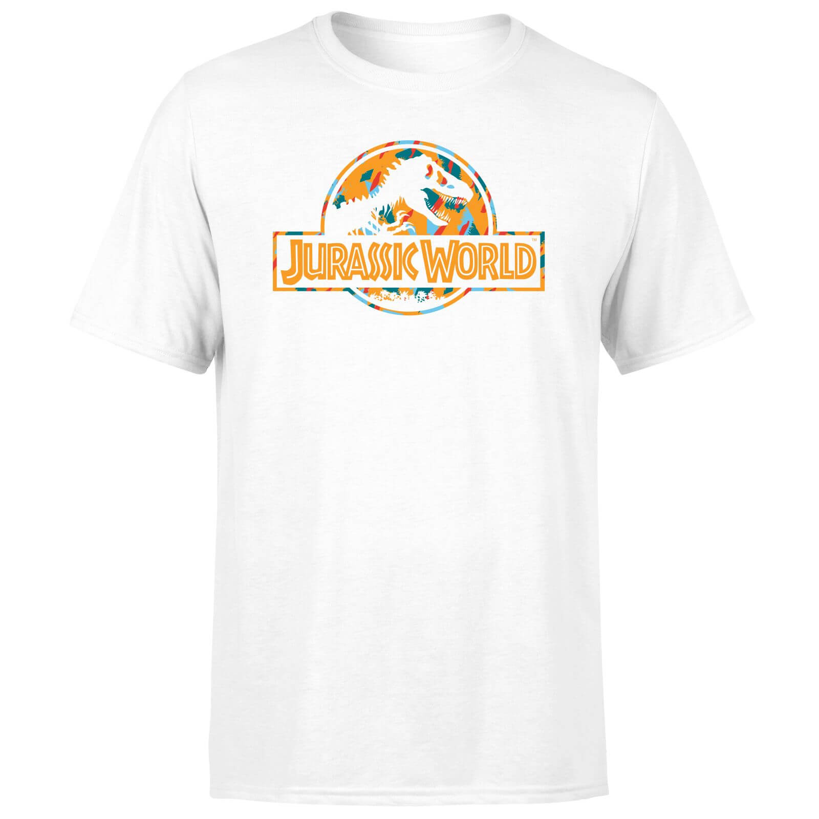 

Jurassic Park Logo Tropical Men's T-Shirt - White - S - Bianco
