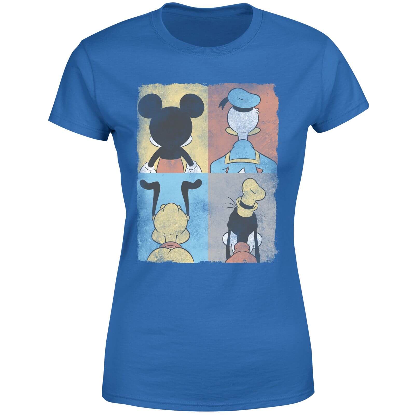 Disney Donald Duck Mickey Mouse Pluto Goofy Tiles Women's T-Shirt - Blue - XS - Blue