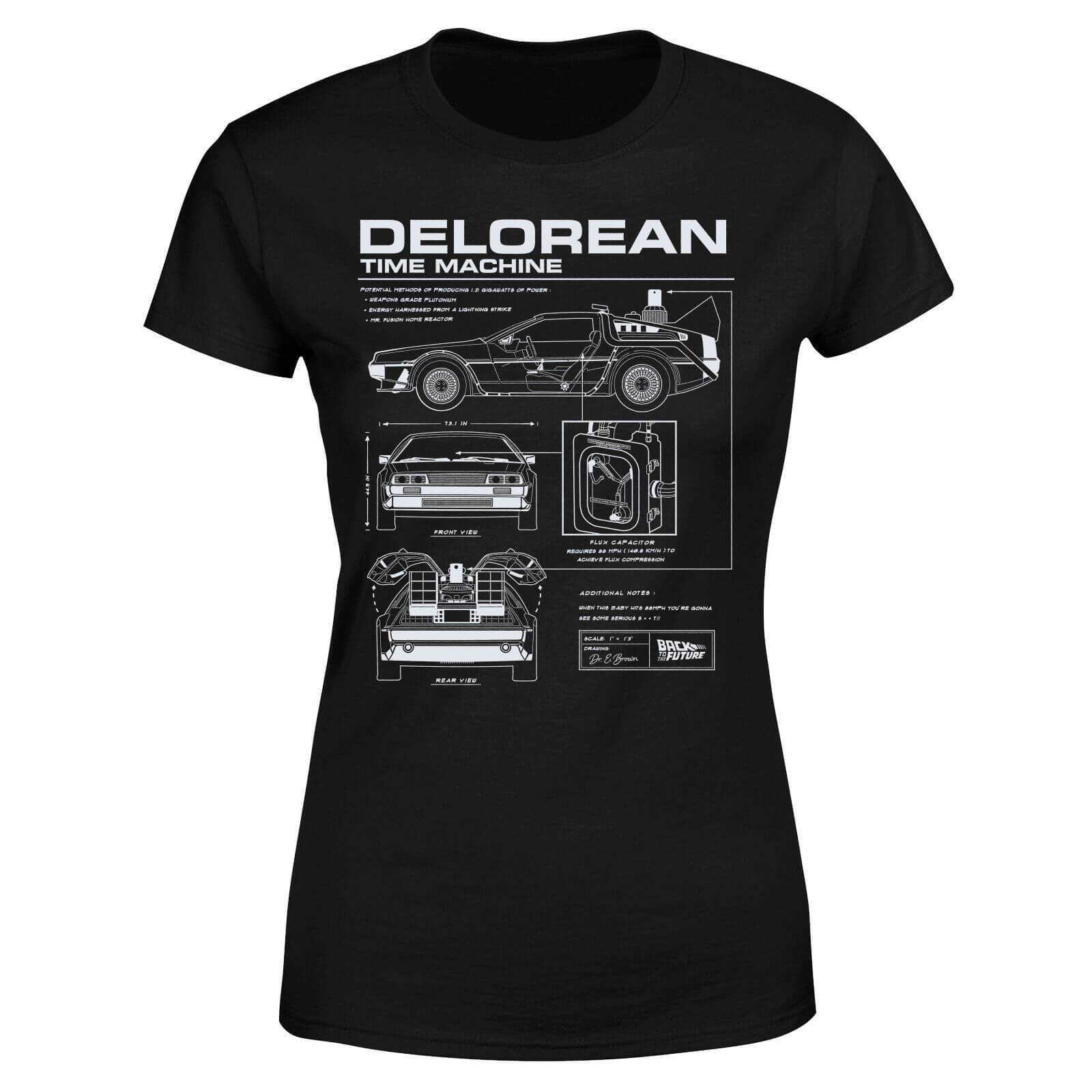 Back To The Future Delorean Schematic Women's T-Shirt - Black - L - Black