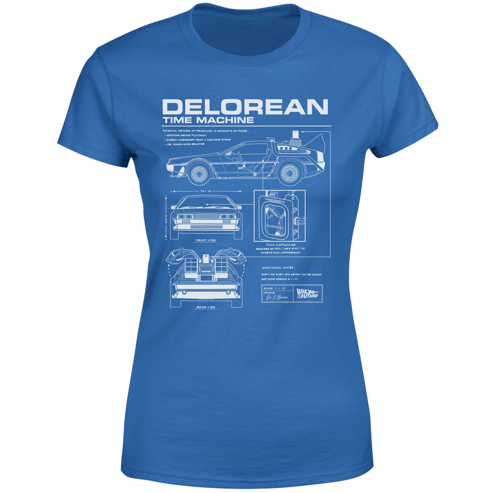 

Back To The Future Delorean Schematic Women's T-Shirt - Blue - S - Blue