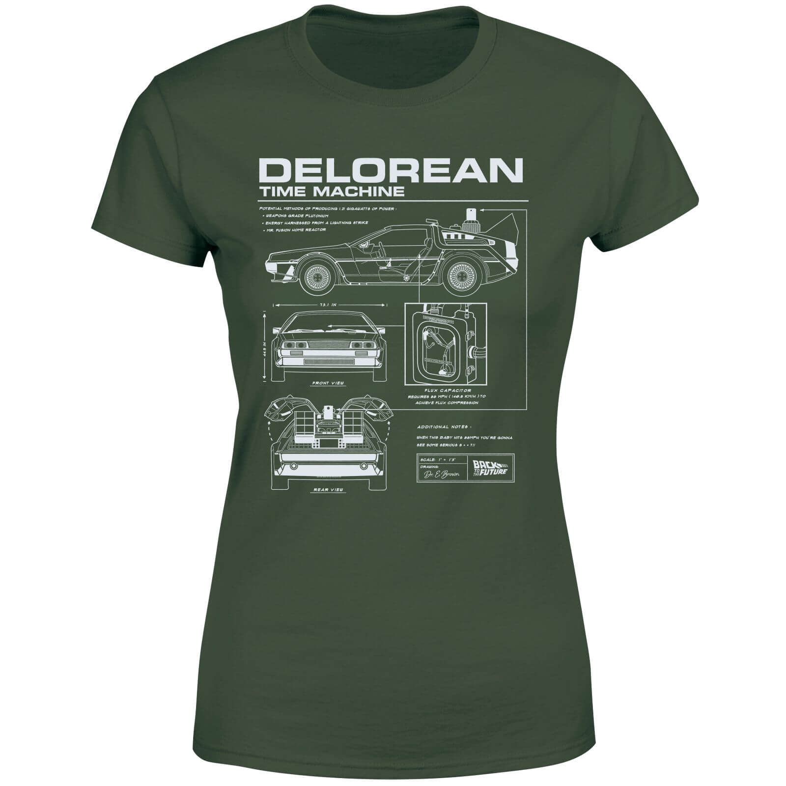 

Back To The Future Delorean Schematic Women's T-Shirt - Green - XXL - Verde