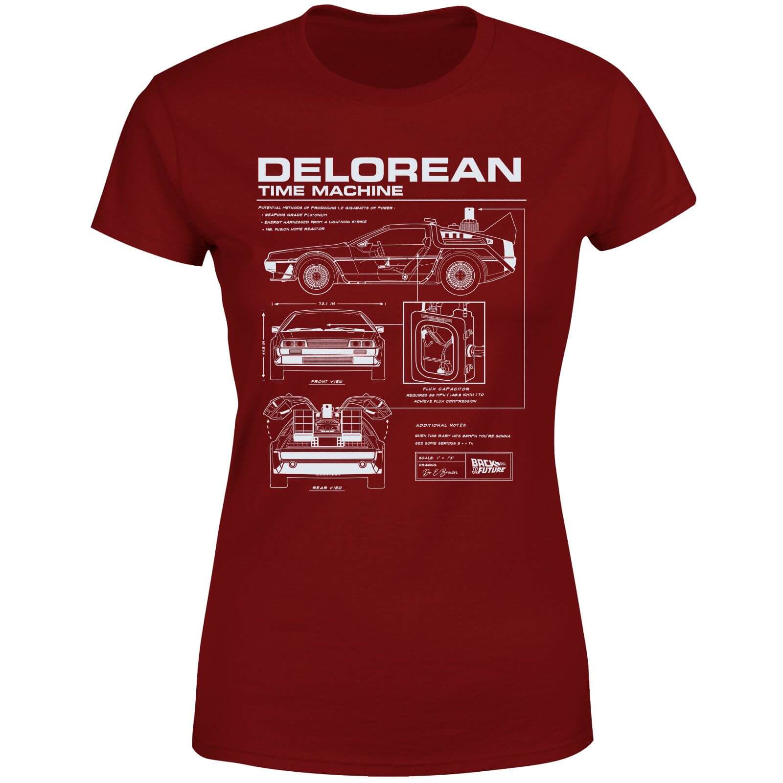 

Back To The Future Delorean Schematic Women's T-Shirt - Burgundy - XS - Burgundy