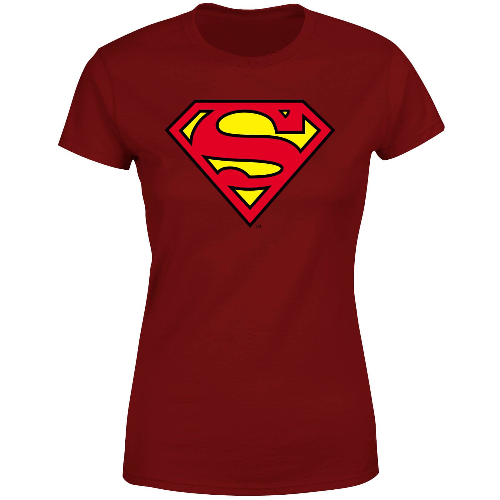 Official Superman Shield Women's T-Shirt - Burgundy - L - Burgundy
