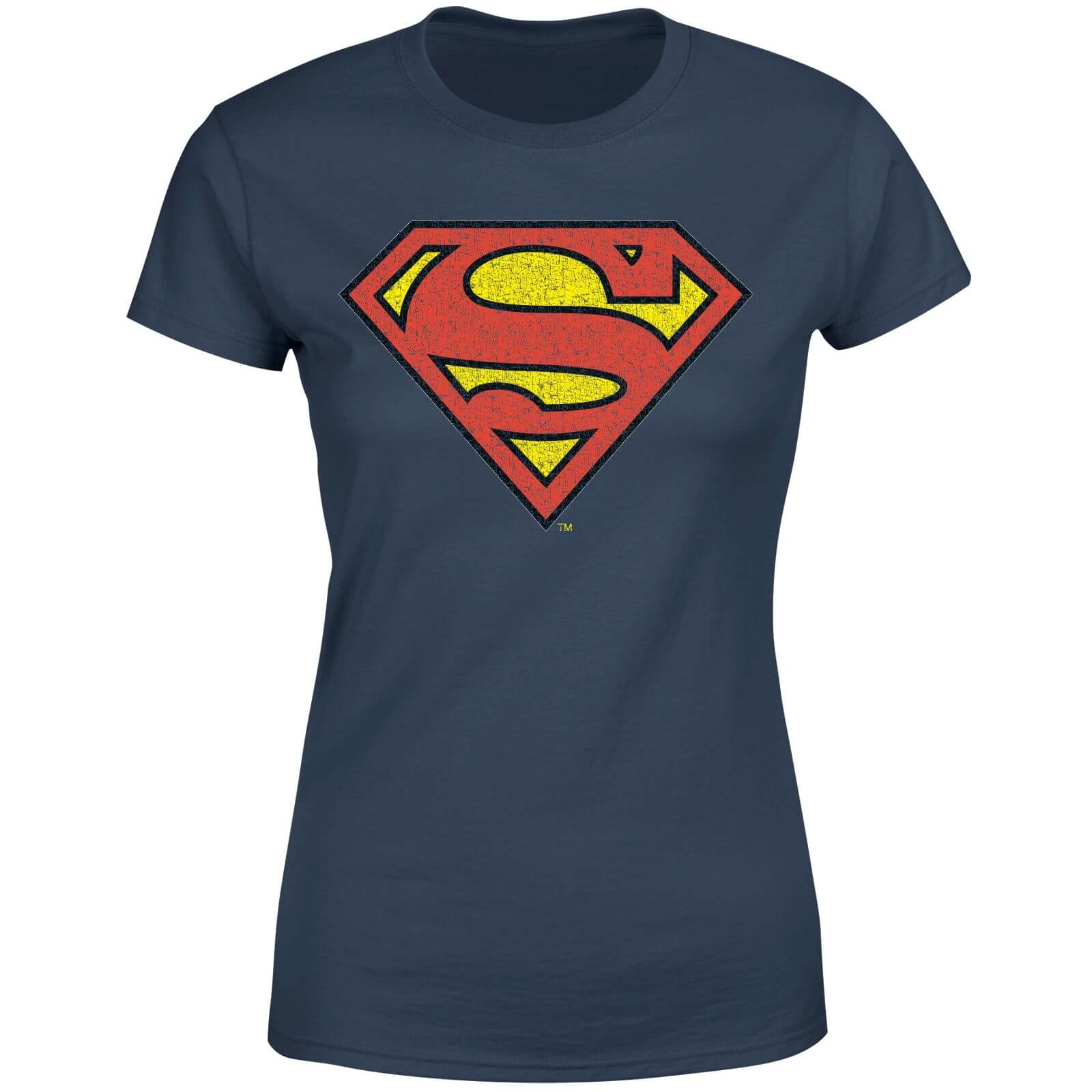Official Superman Crackle Logo Women's T-Shirt - Navy - L