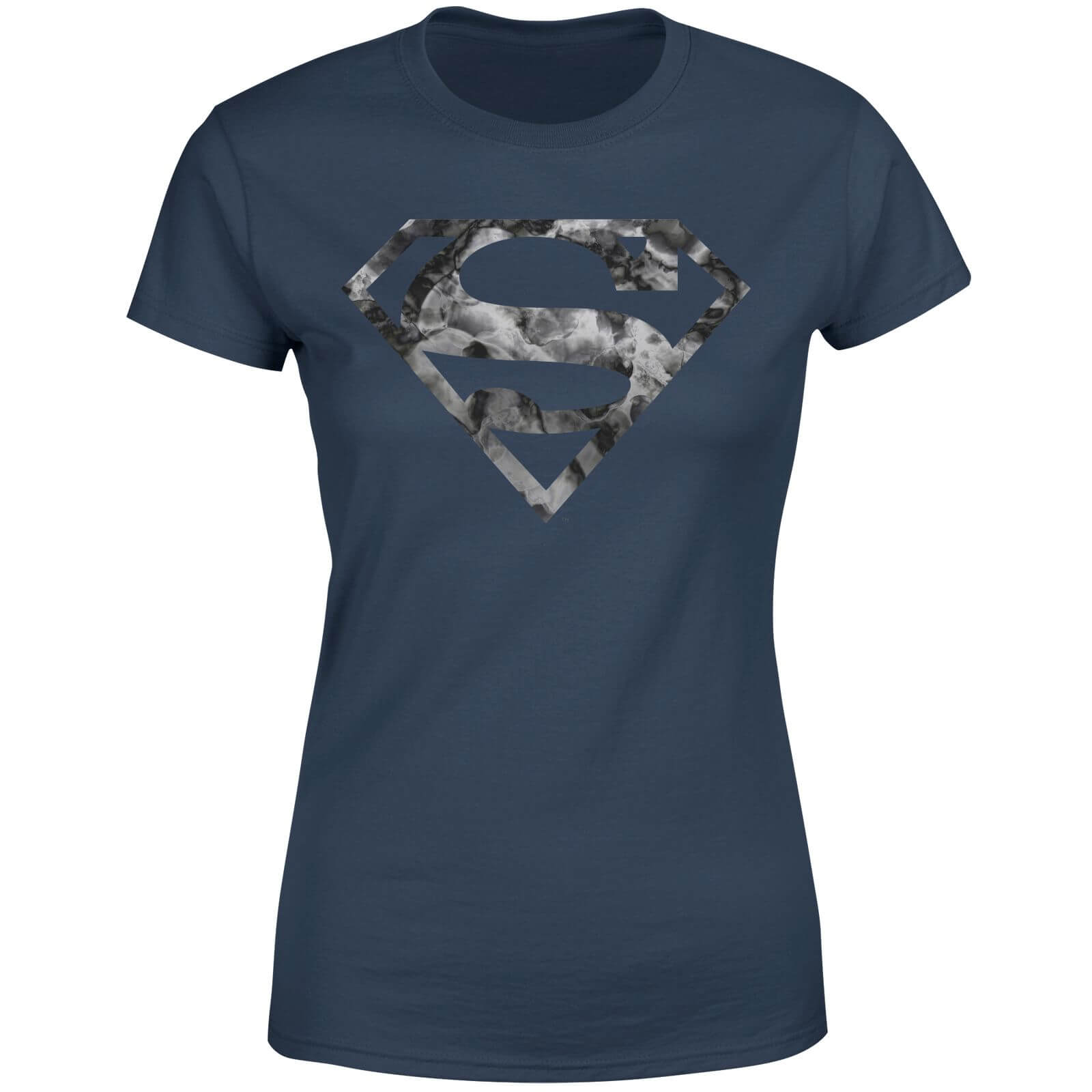 Marble Superman Logo Women's T-Shirt - Navy - L - Navy