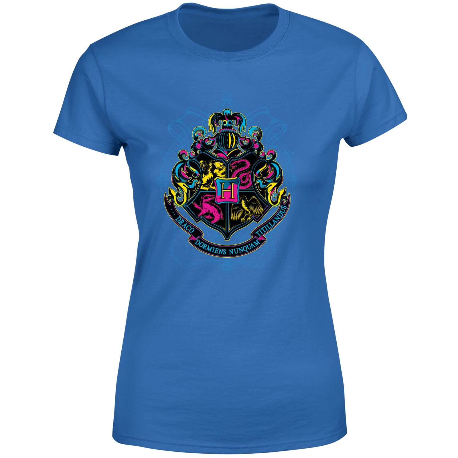 Harry Potter Hogwarts Neon Crest Women's T-Shirt - Blue - XL - Blue