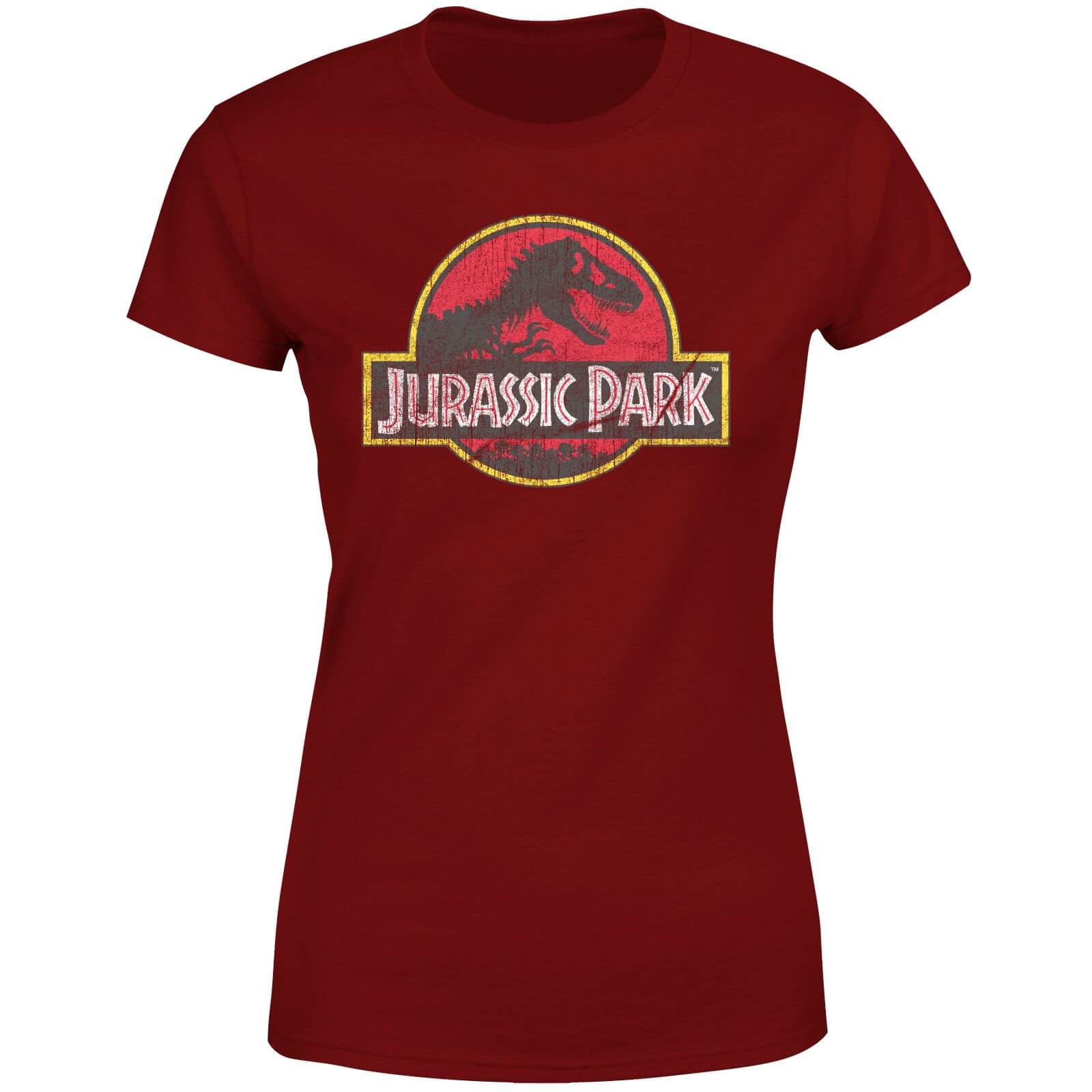 Jurassic Park Logo Vintage Women's T-Shirt - Burgundy - XL - Burgundy