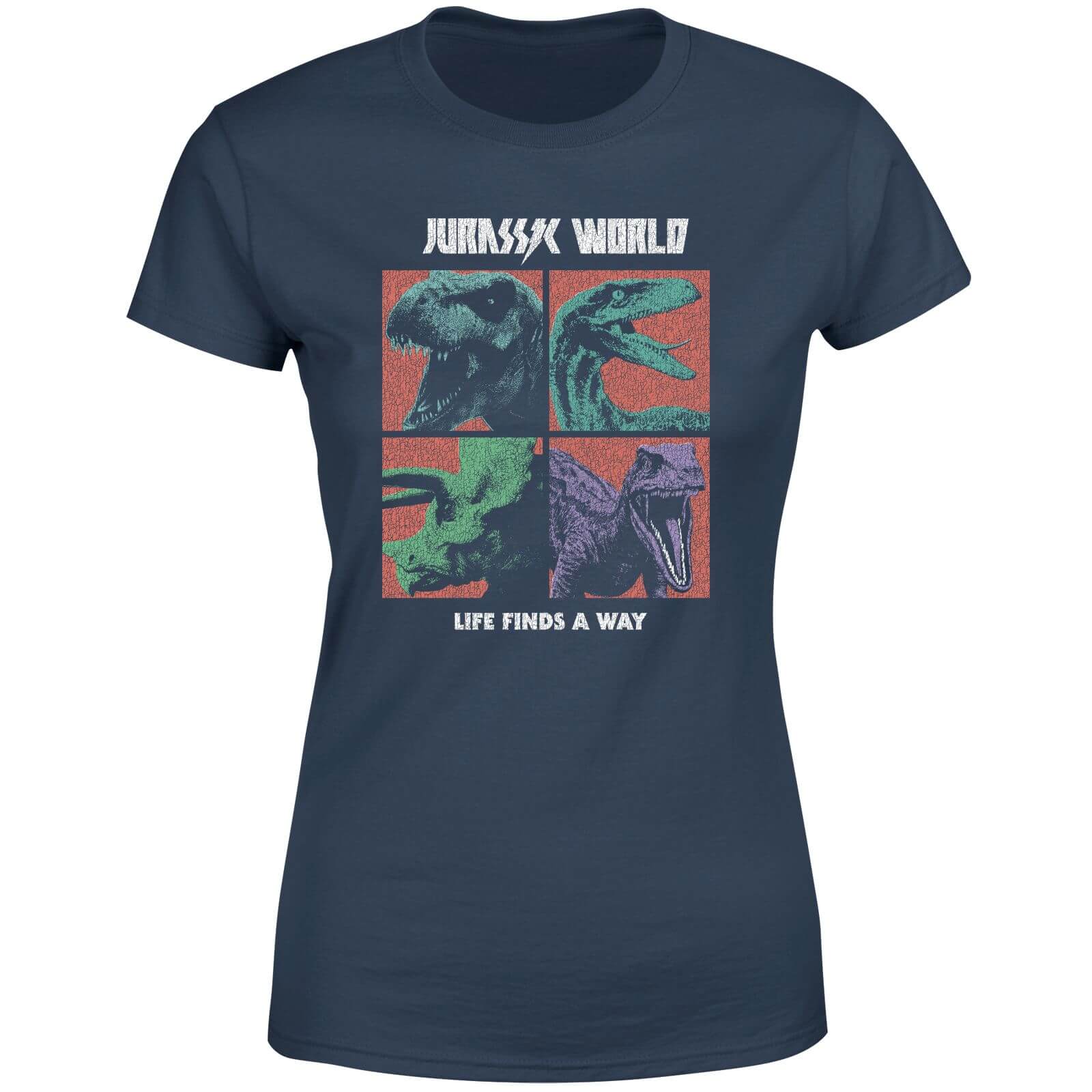 

Jurassic Park World Four Colour Faces Women's T-Shirt - Navy - M - Blu Navy