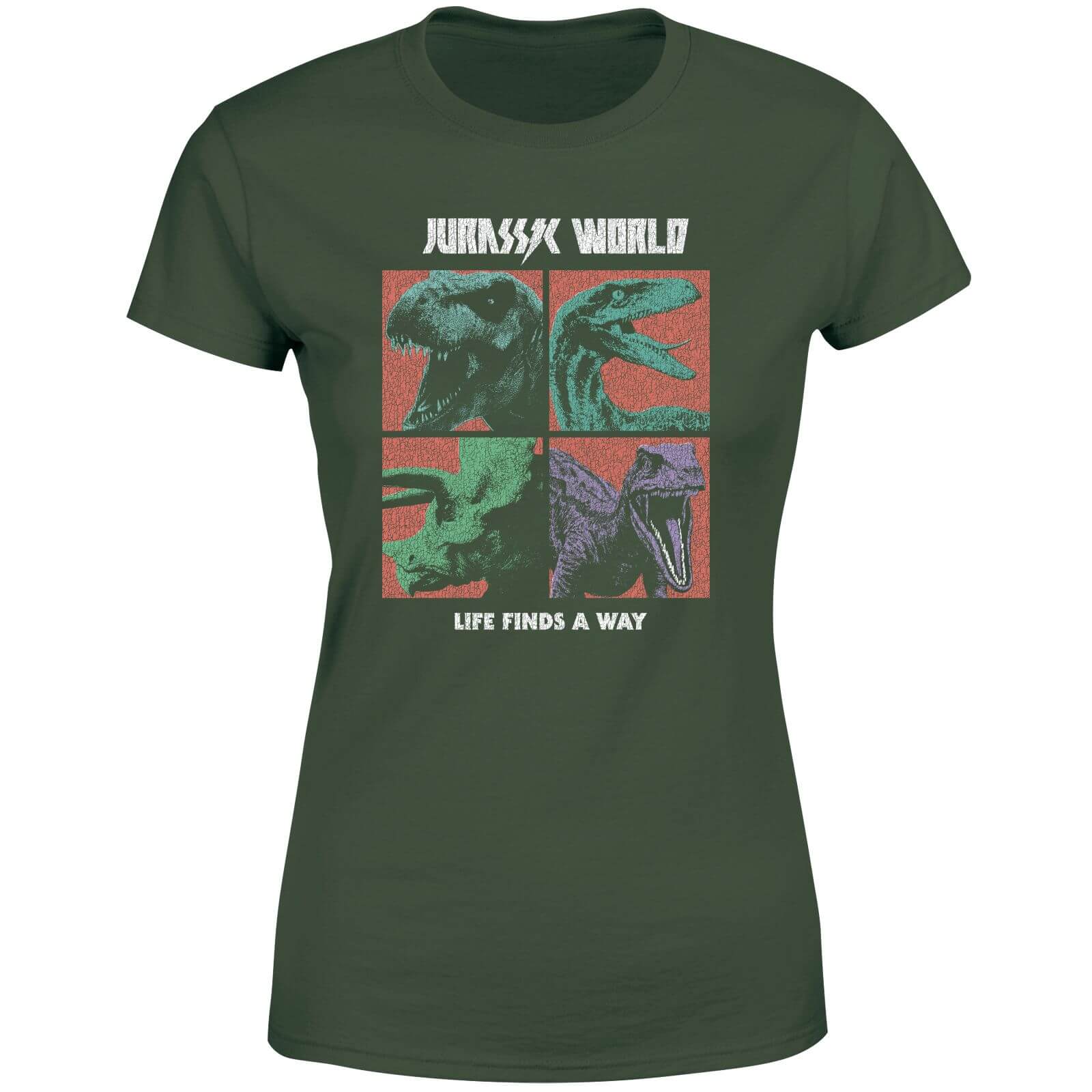 Jurassic Park World Four Colour Faces Women's T-Shirt - Green - XS - Green