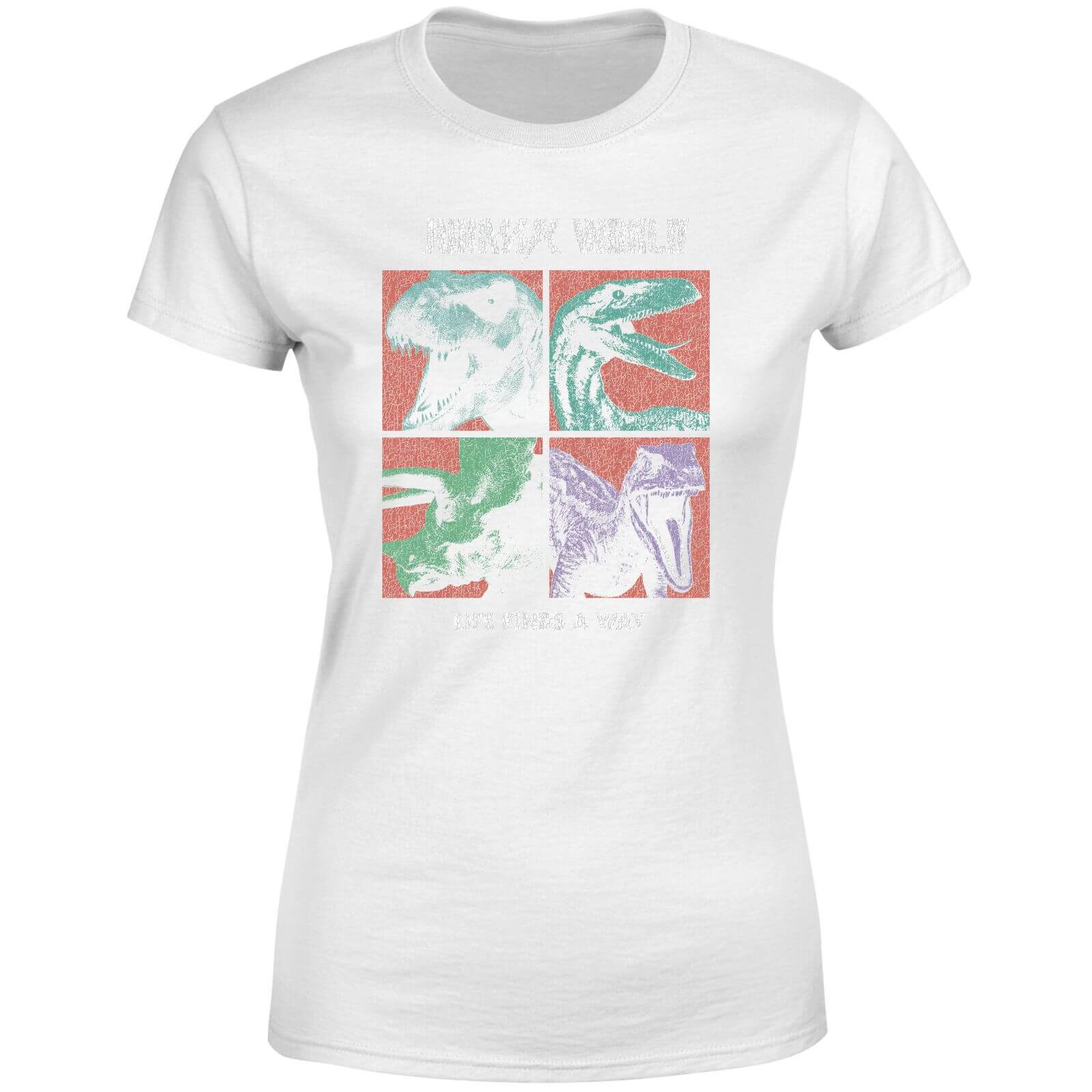 Jurassic Park World Four Colour Faces Women's T-Shirt - White - S