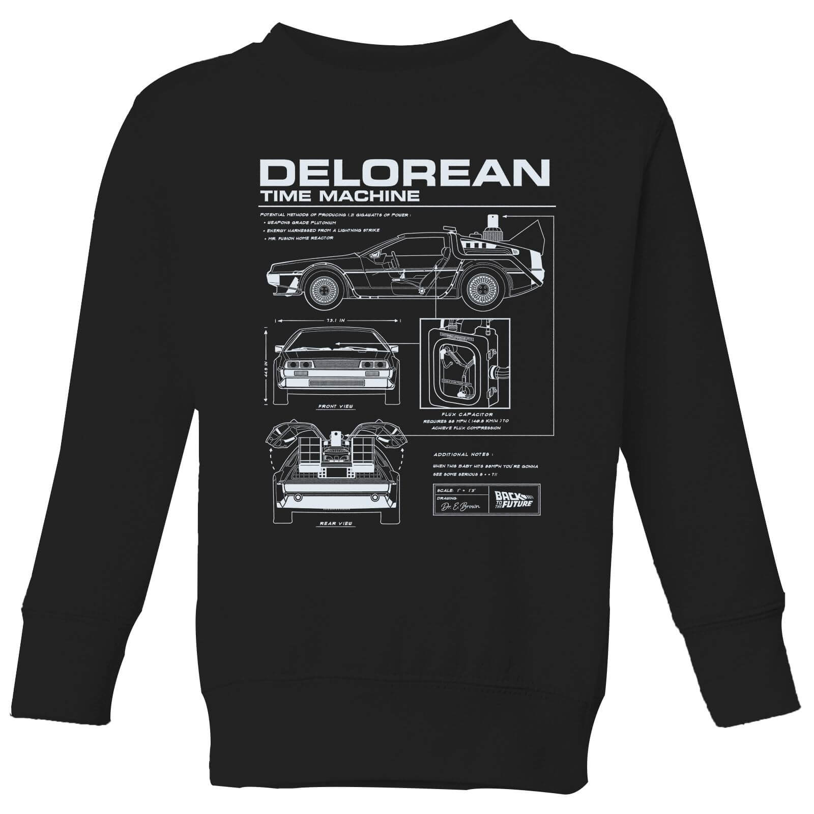 

Back To The Future Delorean Schematic Kids' Sweatshirt - Black - 11-12 Anni - Nero