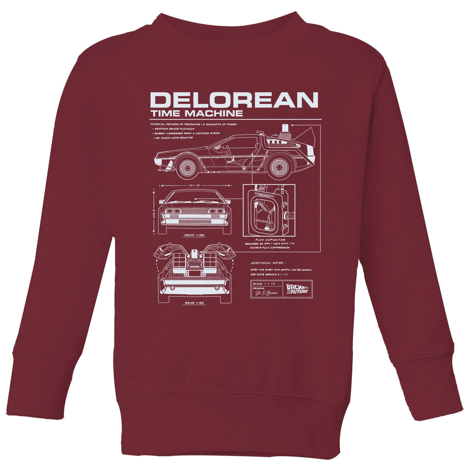 

Back To The Future Delorean Schematic Kids' Sweatshirt - Burgundy - 3-4 Anni - Burgundy