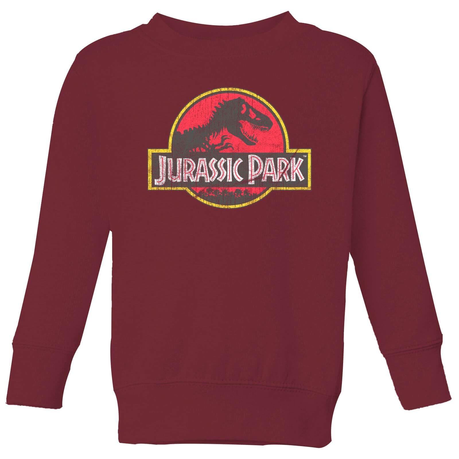 Jurassic Park Logo Vintage Kids' Sweatshirt - Burgundy - 9-10 Years - Burgundy
