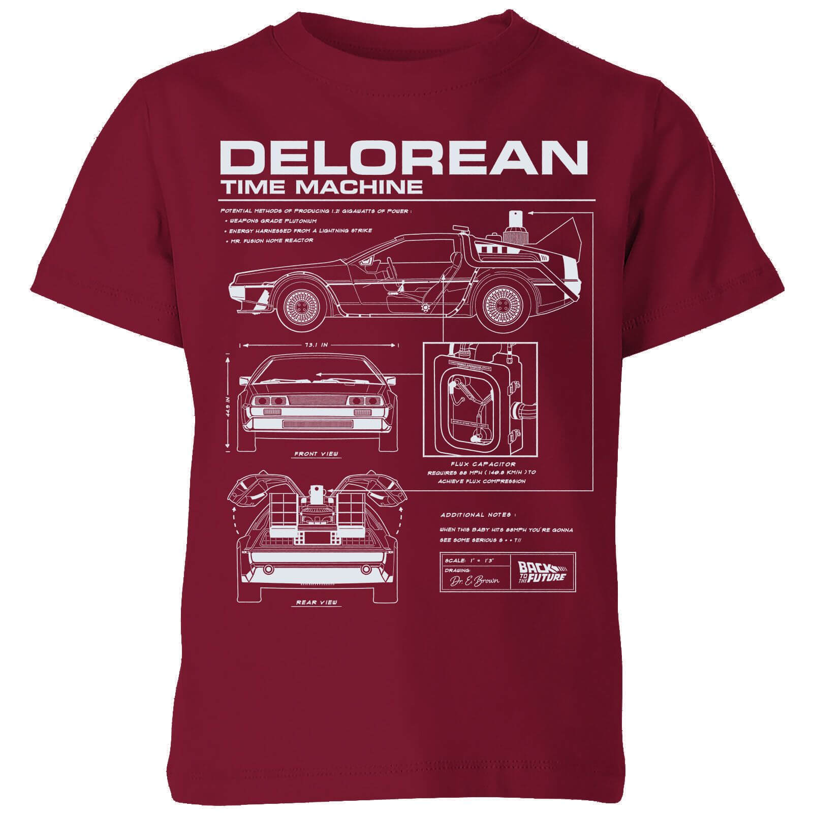 

Back To The Future Delorean Schematic Kids' T-Shirt - Burgundy - 3-4 Anni - Burgundy