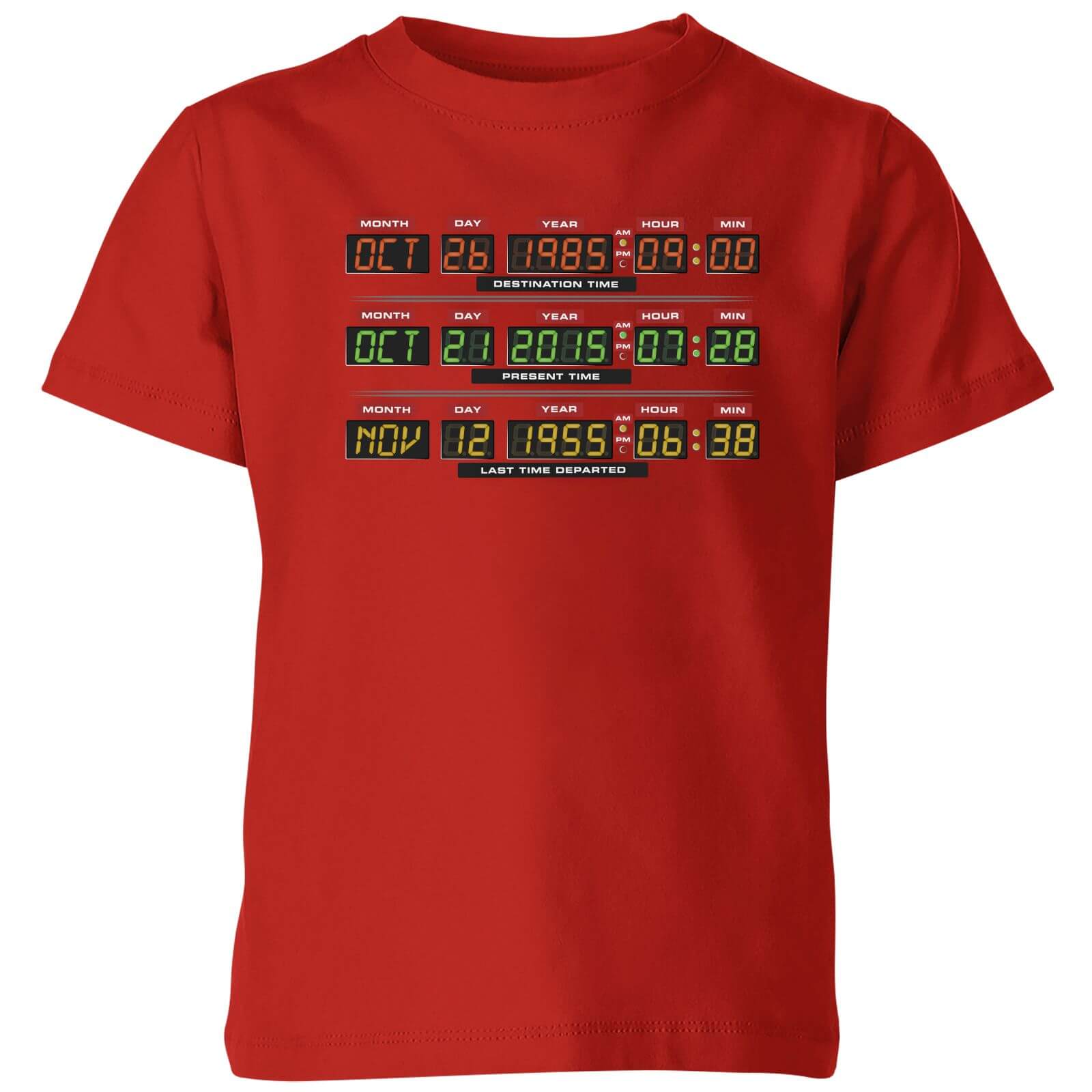 

Back To The Future Destination Clock Kids' T-Shirt - Red - 3-4 Anni - Rosso