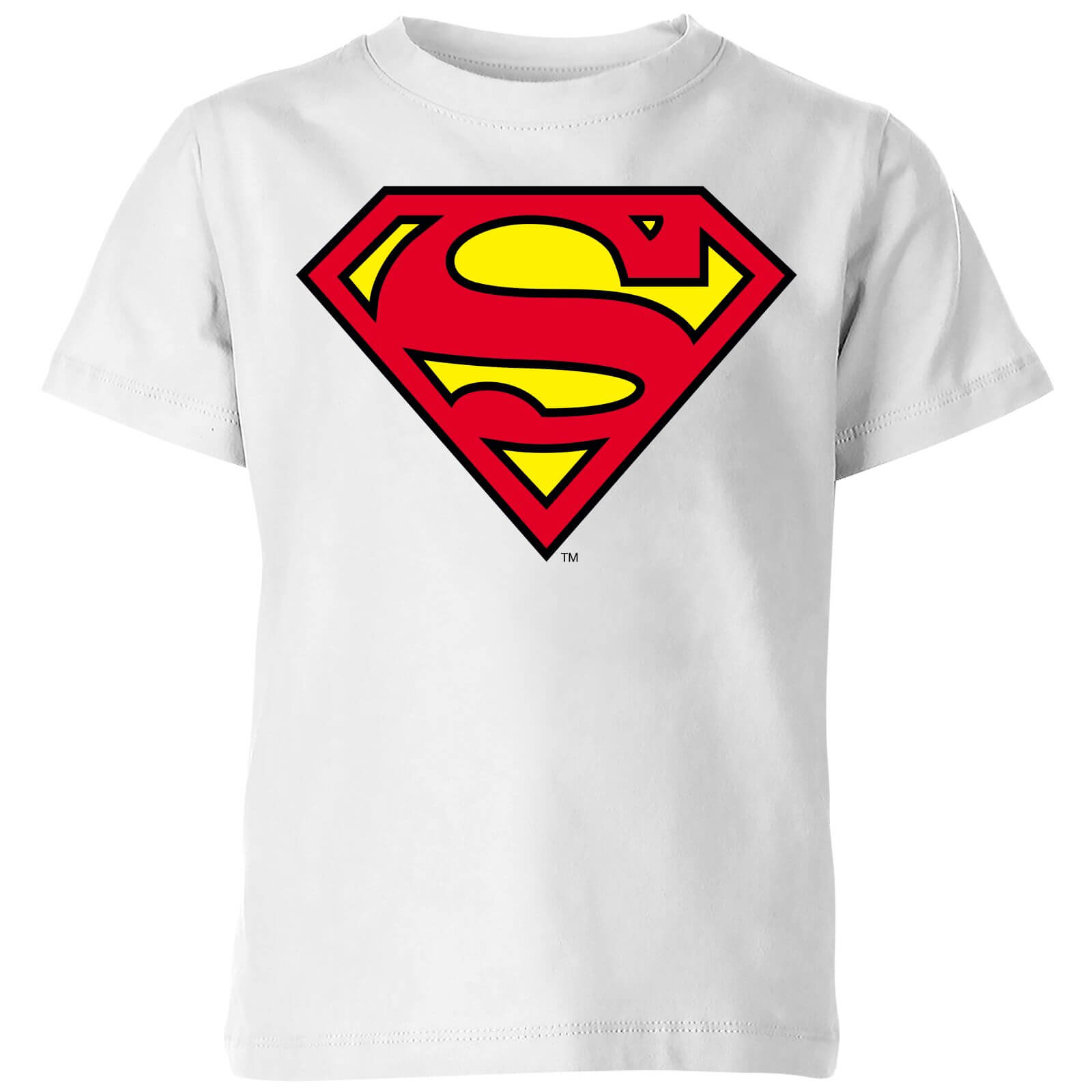 

Official Superman Shield Kids' T-Shirt - White - 3-4 Anni - Bianco