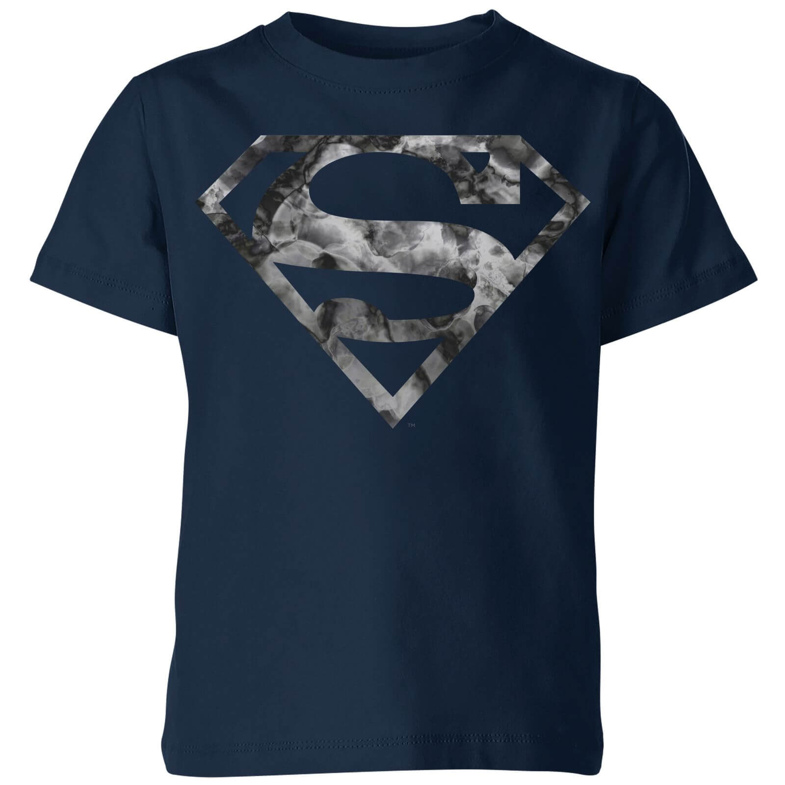 

Marble Superman Logo Kids' T-Shirt - Navy - 3-4 Anni - Blu Navy