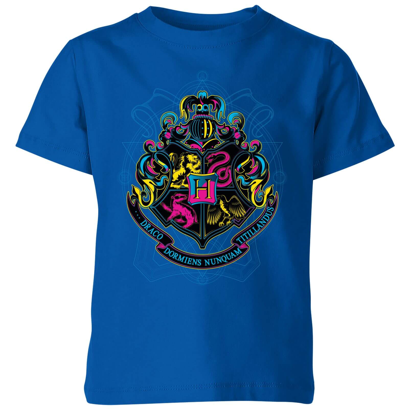 Harry Potter Hogwarts Neon Crest Kids' T-Shirt - Blue - 5-6 Years