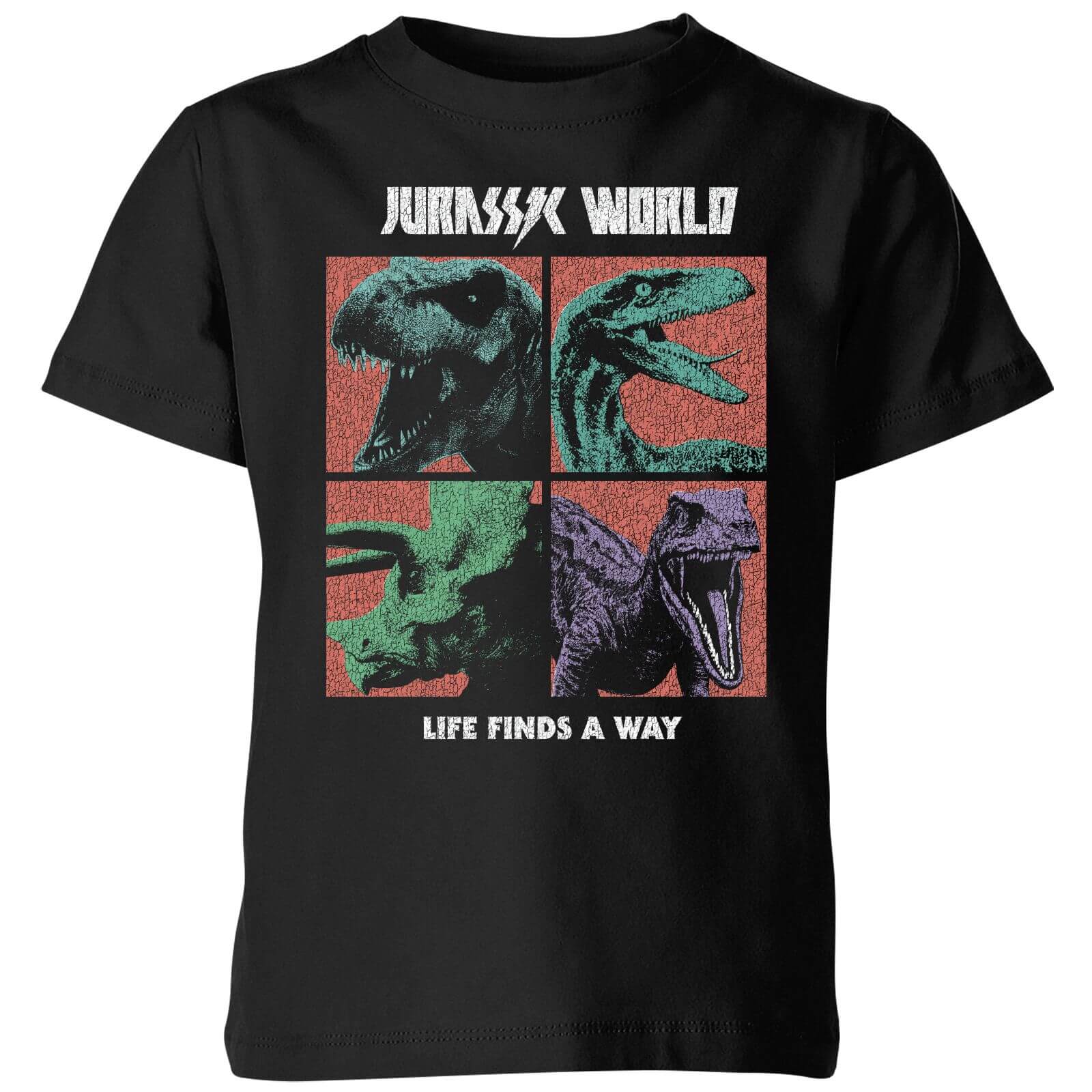 

Jurassic Park World Four Colour Faces Kids' T-Shirt - Black - 3-4 Anni - Nero