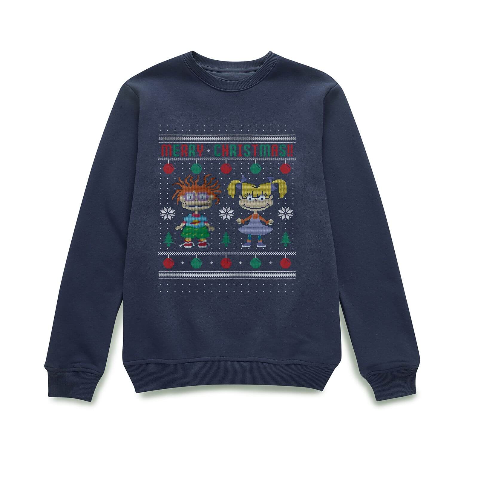 Rugrats Chuckie And Angelica - Merry Christmas Christmas Jumper - Navy - S - Navy