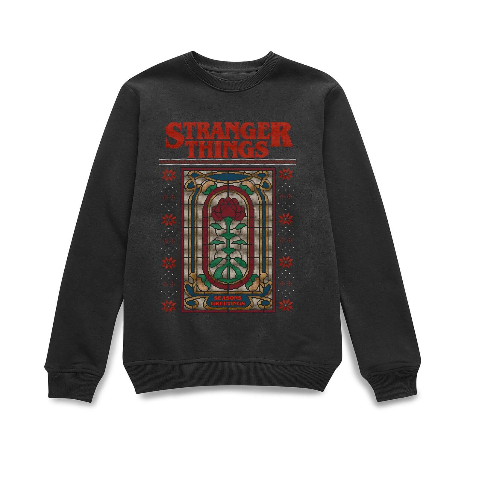 Stranger Things Creel House Window Christmas Jumper - Black - L