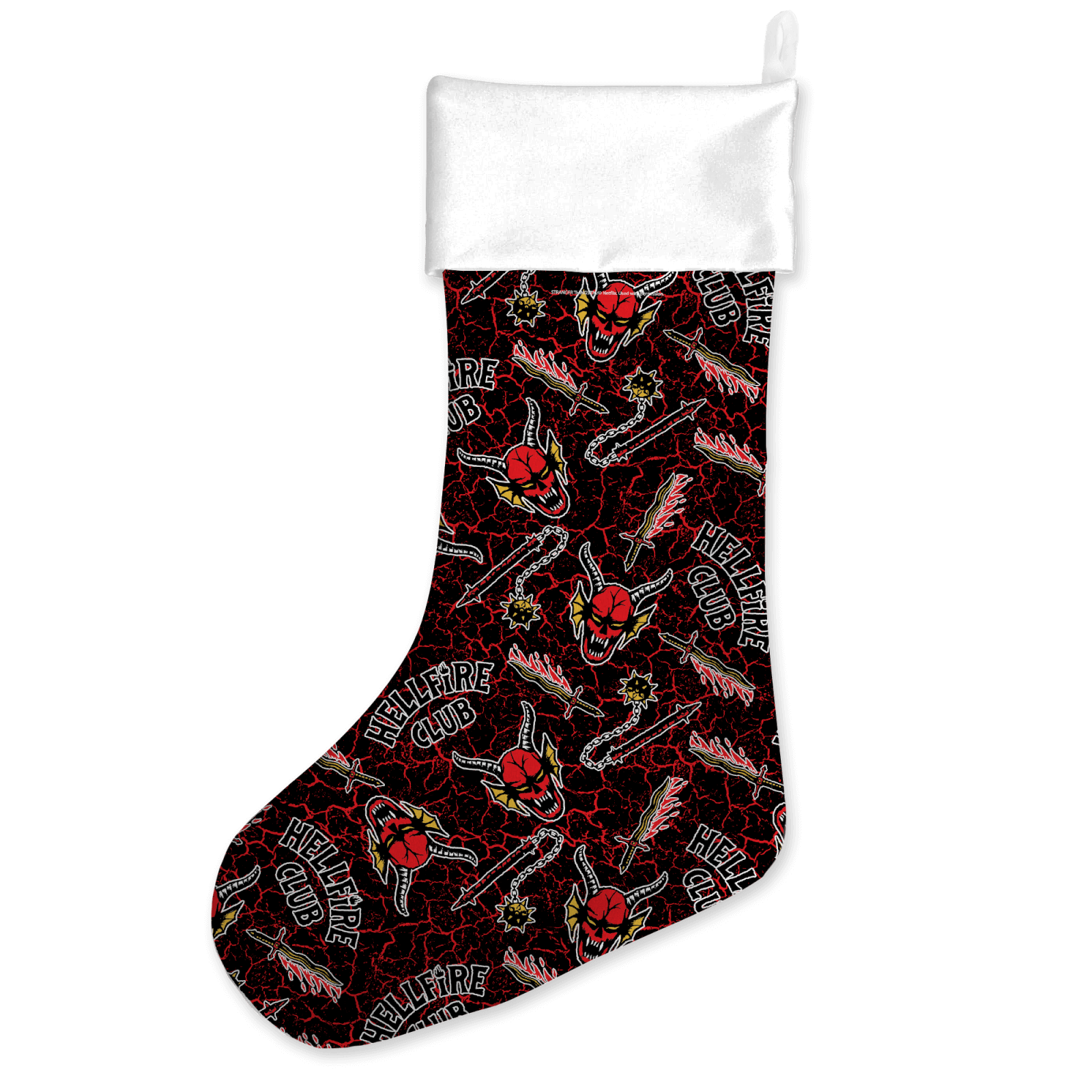 

Stranger Things Hellfire Club Pattern Christmas Stocking