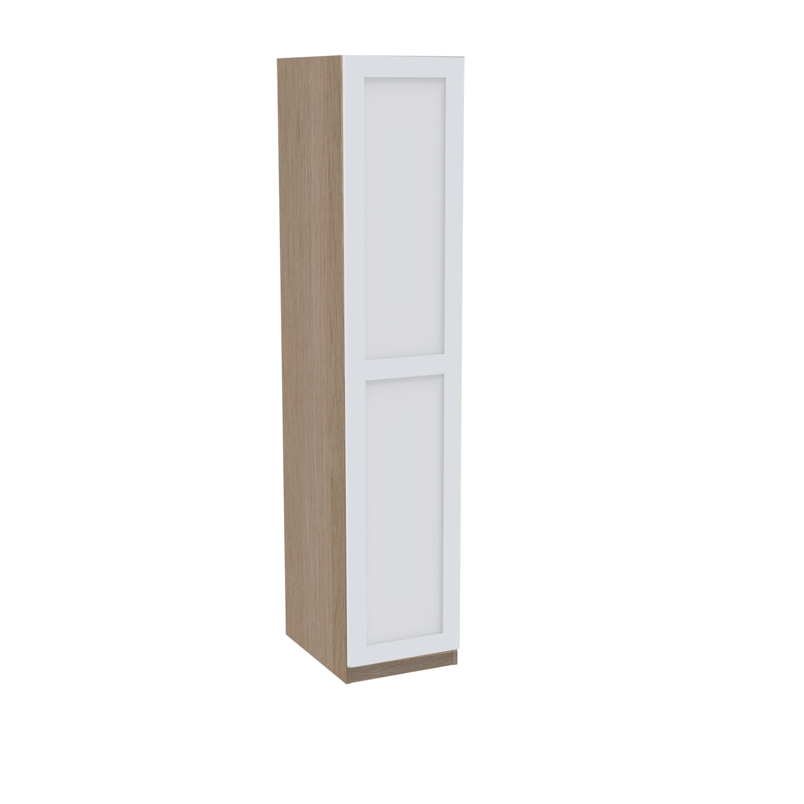 House Beautiful Realm Single Wardrobe, Oak Effect Carcass - White Shaker Door (W) 450mm x (H) 2196mm
