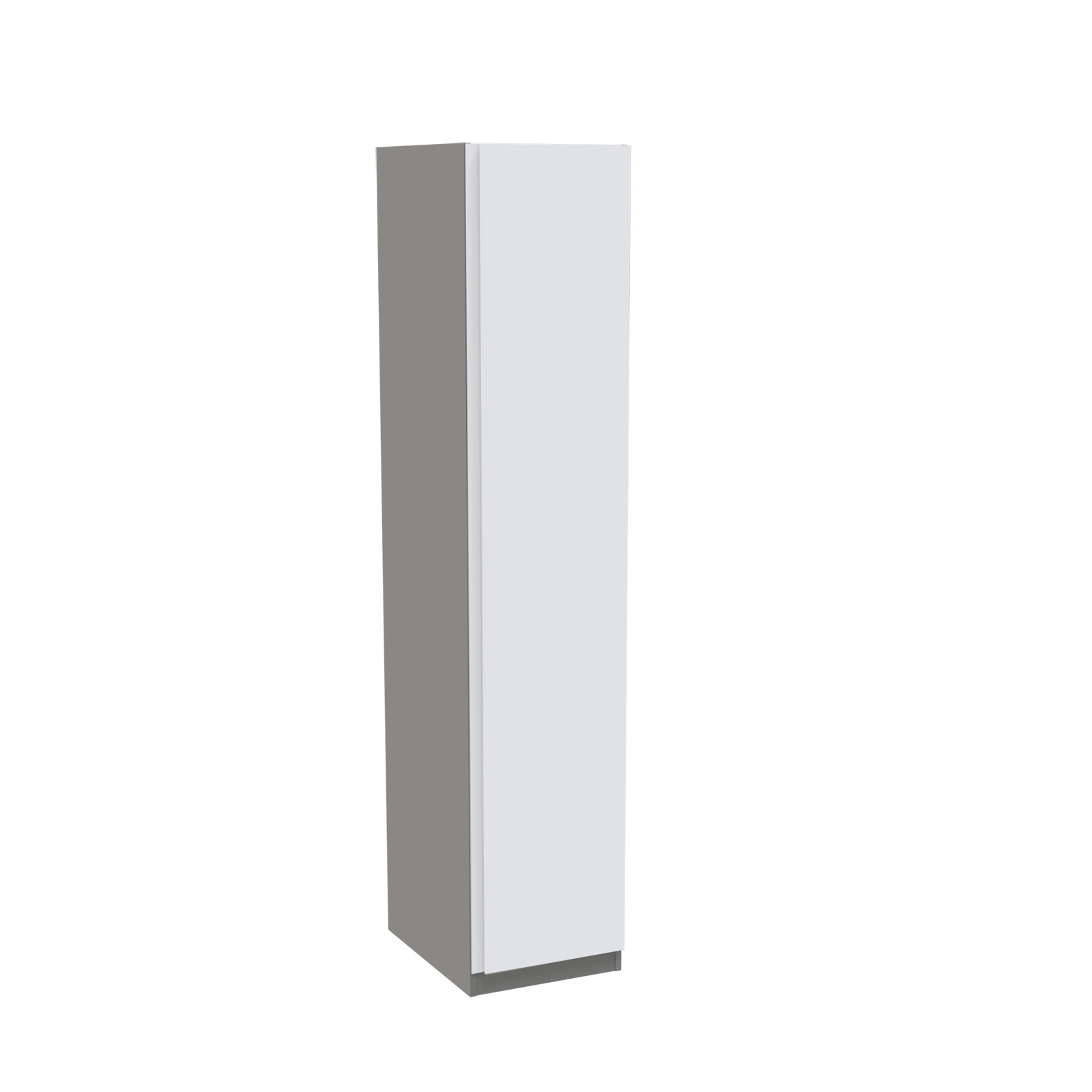 House Beautiful Escape Single Wardrobe, Grey Carcass - Gloss White Handleless Door (W)450mm x (H)2196mm