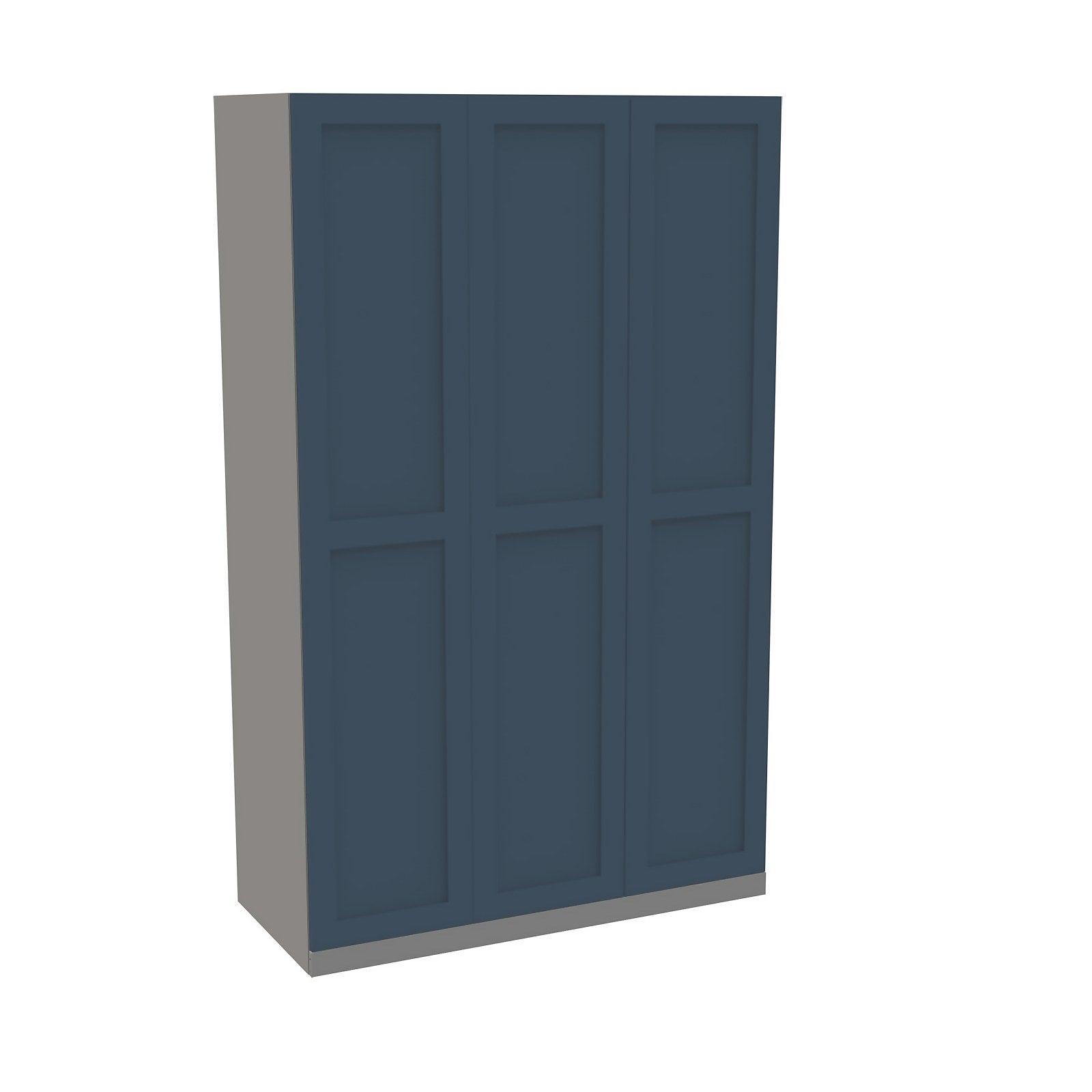 House Beautiful Realm Triple Wardrobe, Grey Carcass - Navy Blue Shaker Doors (W)1350mm x (H)2196mm thumbnail