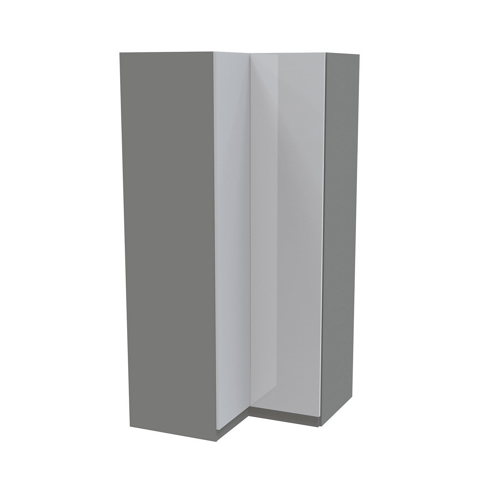 House Beautiful Honest Corner Wardrobe, Grey Carcass - Gloss White Slab Doors (W)1053mm x (H)2196mm thumbnail