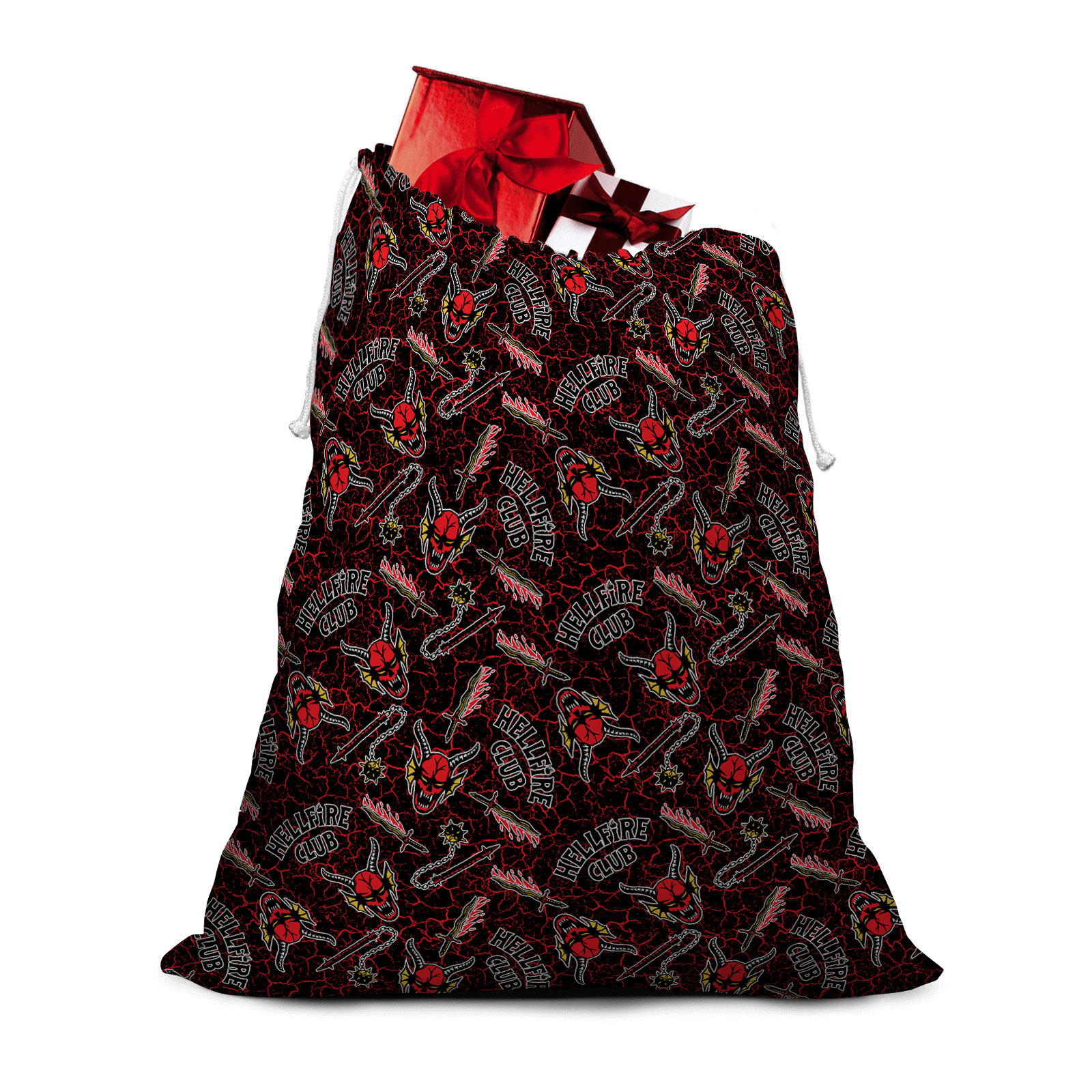 Stranger Things Hellfire Club Pattern Christmas Santa Sack