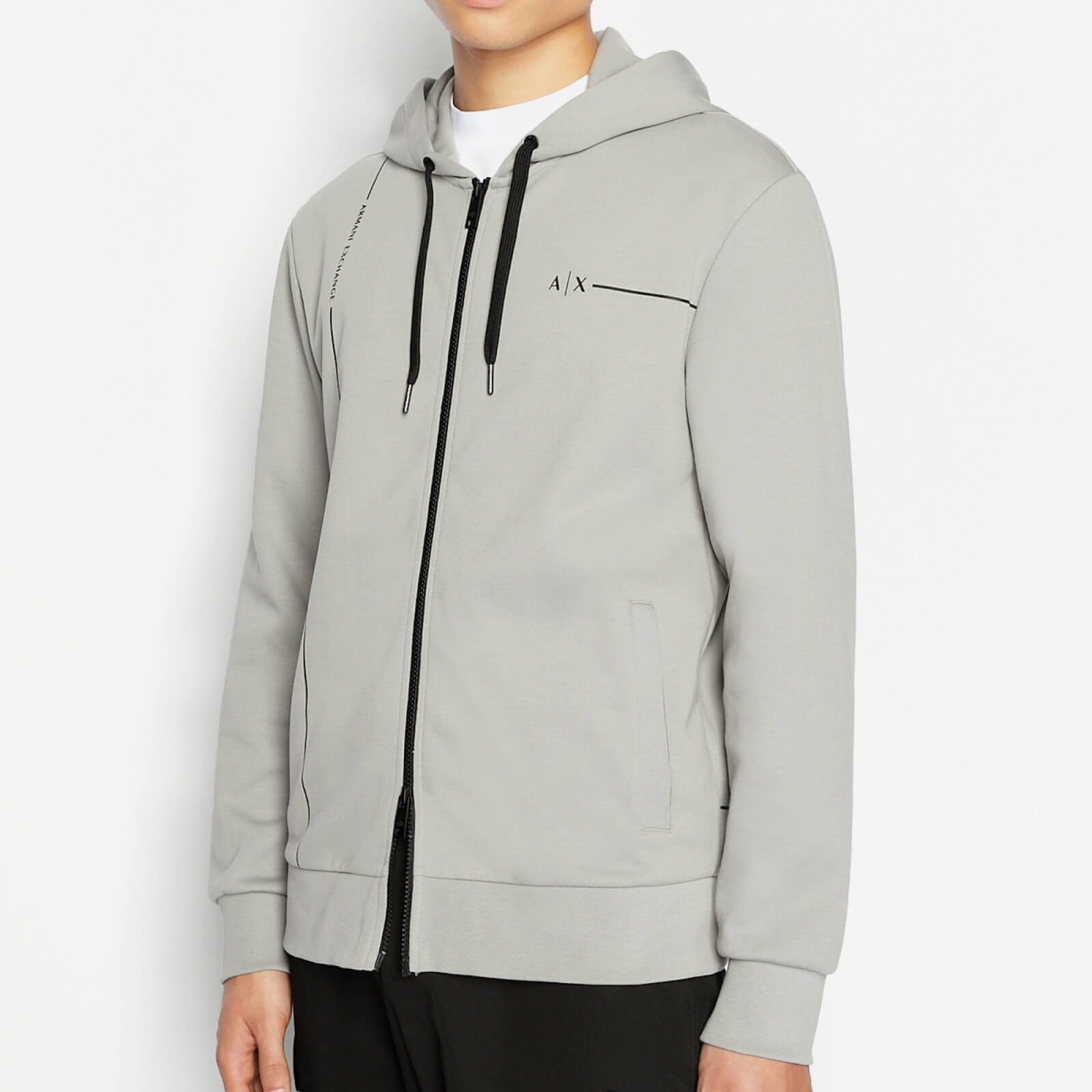 armani exchange logo-print cotton-blend zip-up hoodie - l